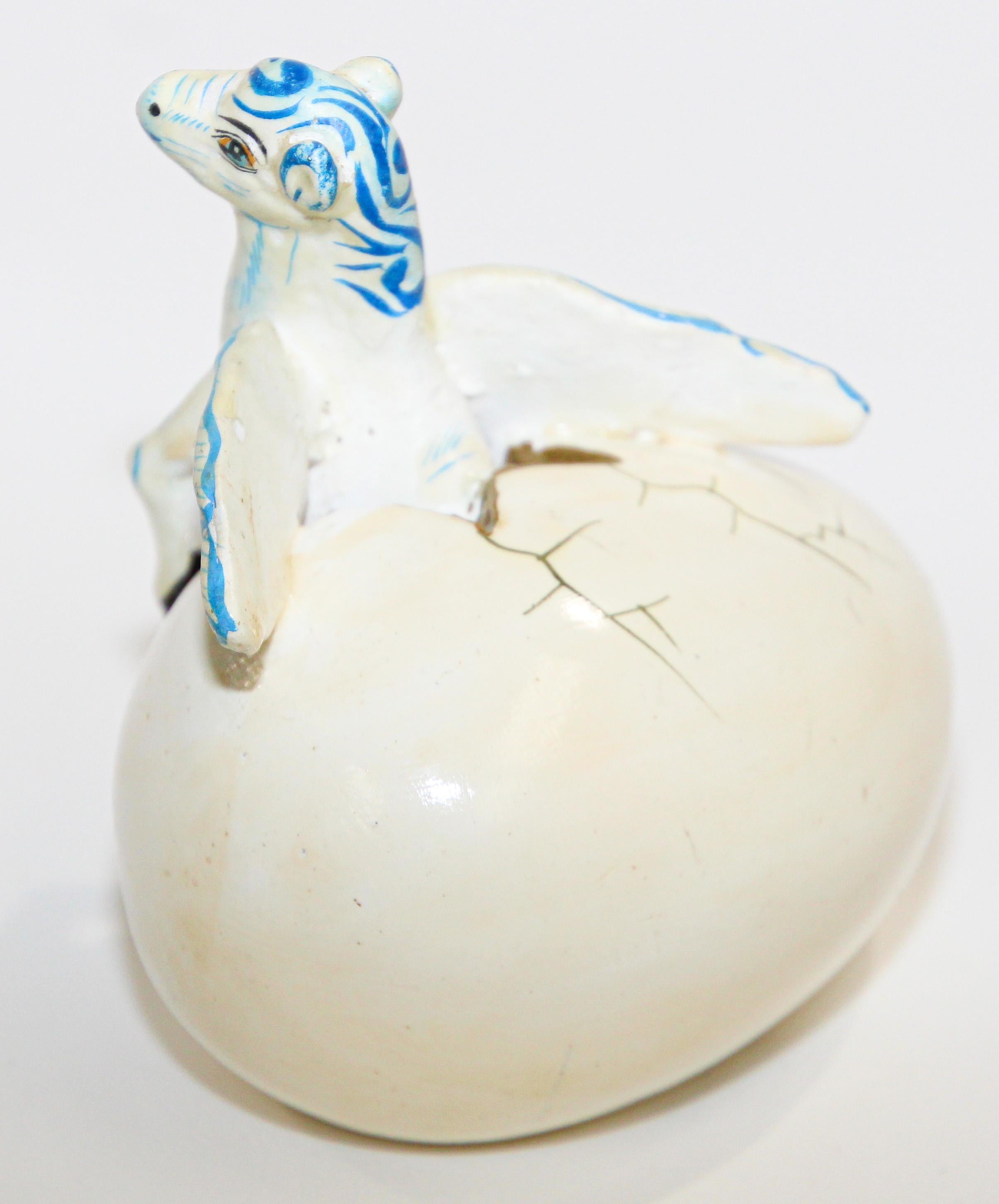 Ceramic Art Sculpture Pegasus Horse in Egg Hatching Mexico 2