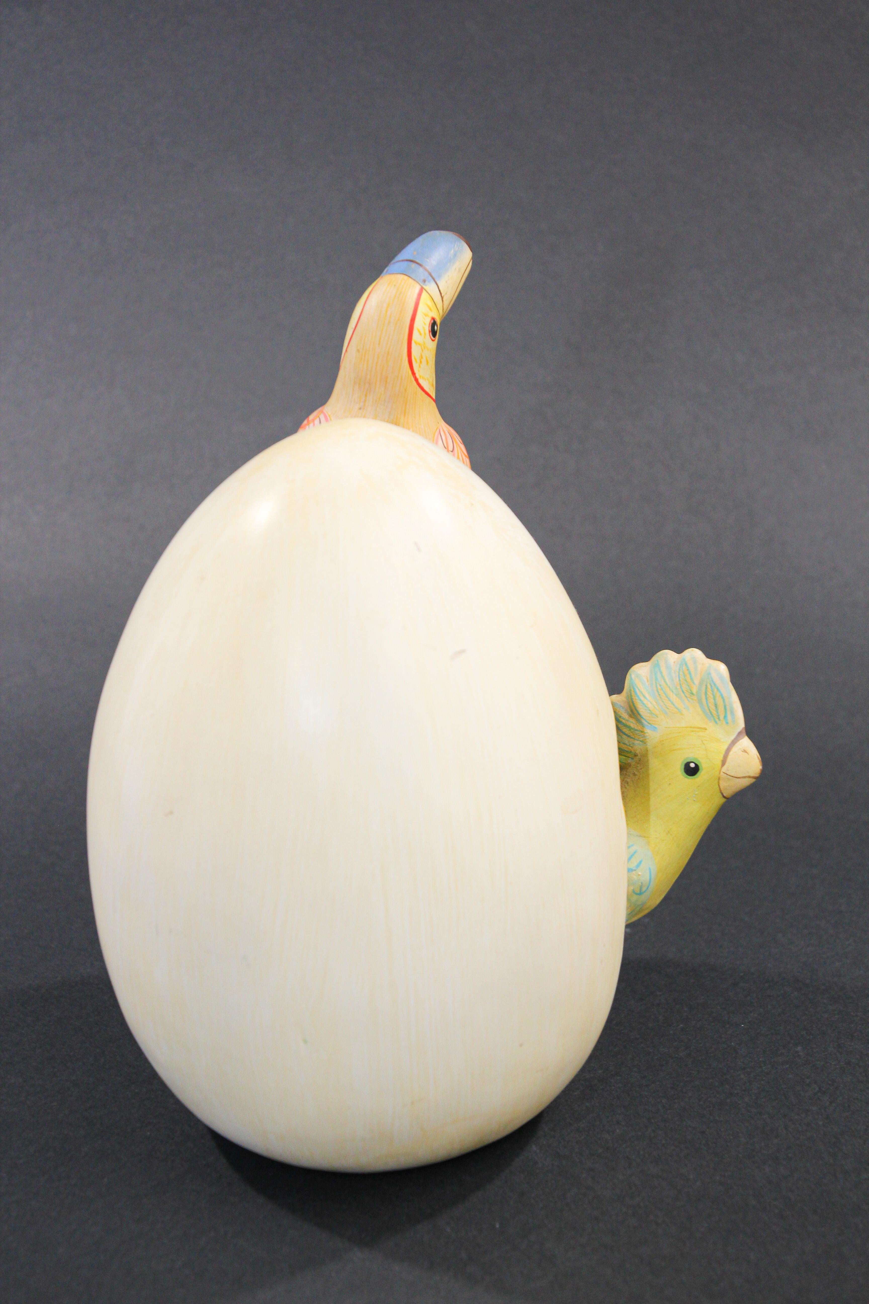 Ceramic Art Sculpture Toucans in Egg Hatching Mexico 4