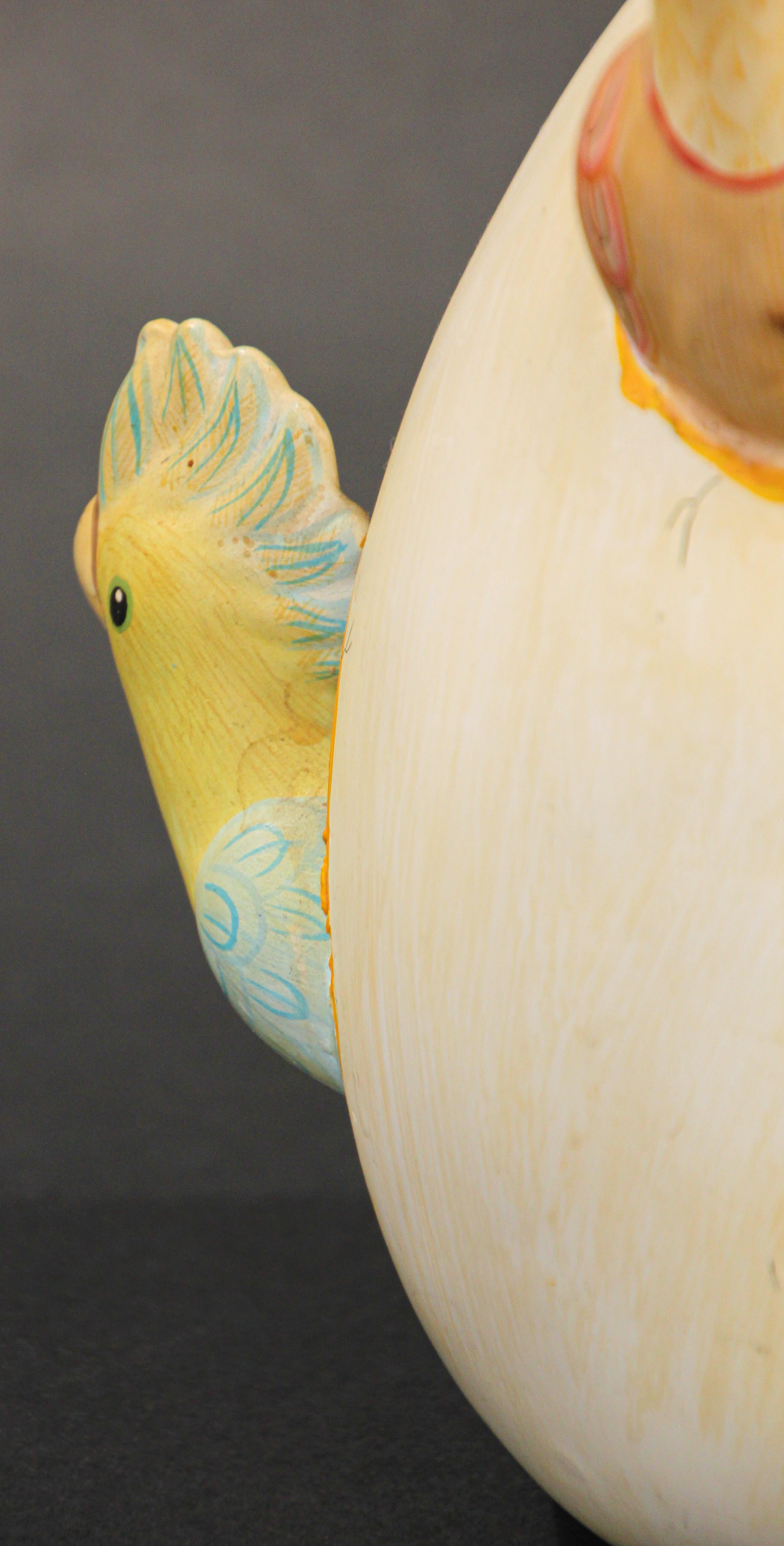 Ceramic Art Sculpture Toucans in Egg Hatching Mexico In Good Condition In North Hollywood, CA