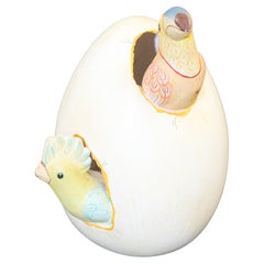 Ceramic Art Sculpture Toucans in Egg Hatching Mexico