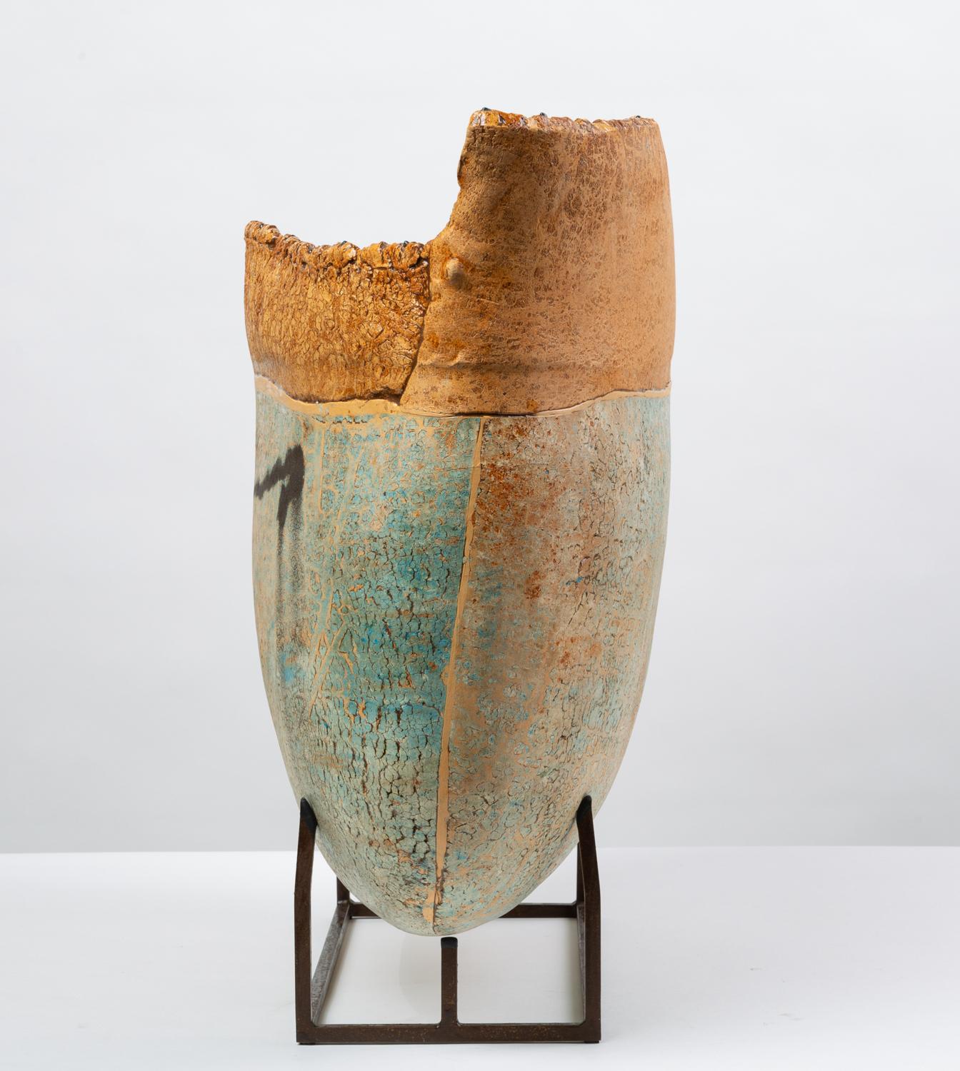 Post-Modern Ceramic Art Vessel with Mount by Jim Kraft