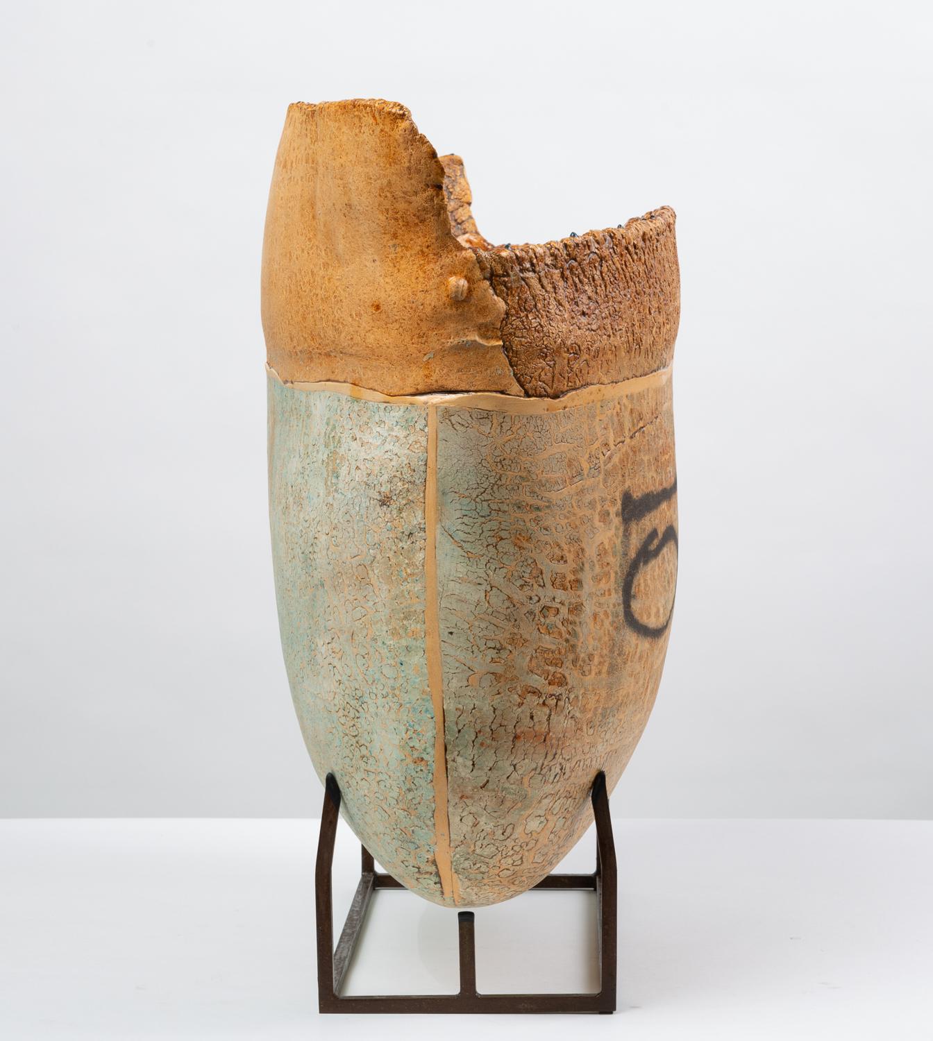 Glazed Ceramic Art Vessel with Mount by Jim Kraft