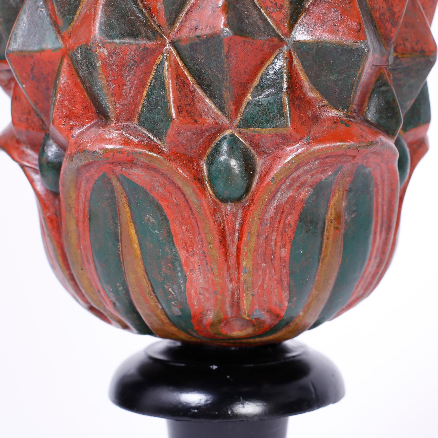 Ceramic Artichoke on Stand In Good Condition For Sale In Palm Beach, FL