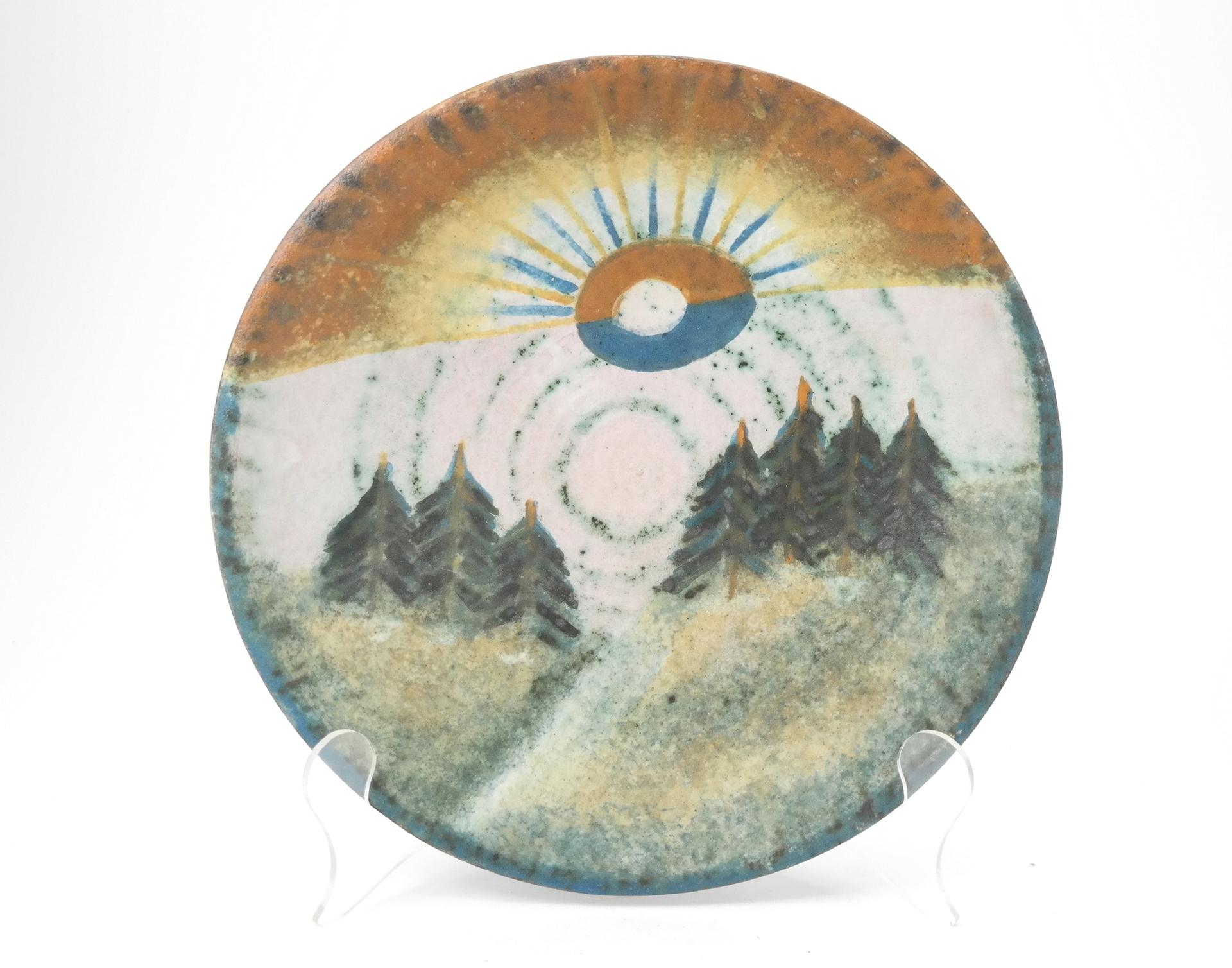 Ceramic artwork decorative plate by Agoston Simo, 1970s.