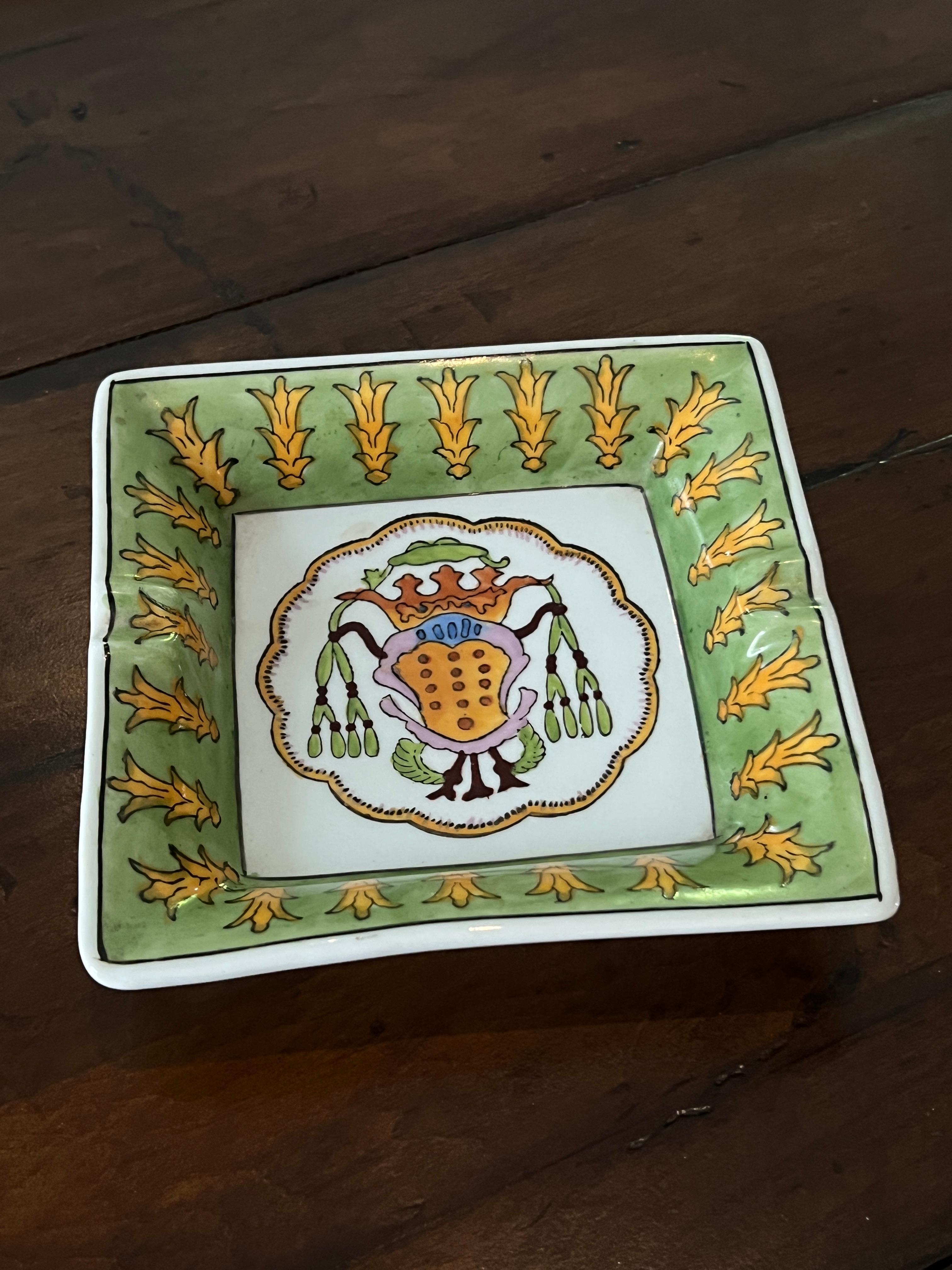 Plato Bandeja Cenicero de Cerámica Estilo Hermes Pintado a mano en venta