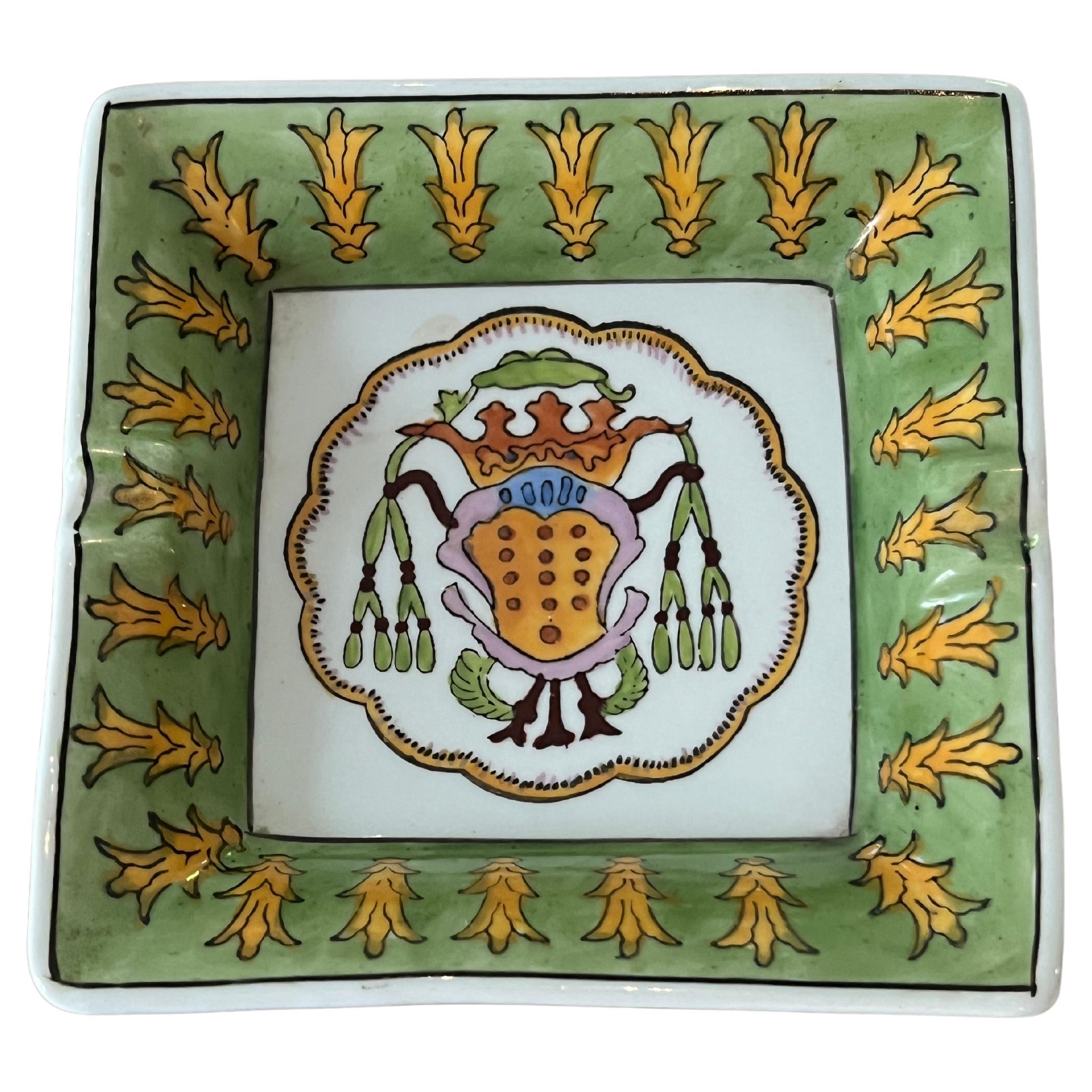 Posacenere in ceramica con vassoio portaoggetti nello stile di Hermes