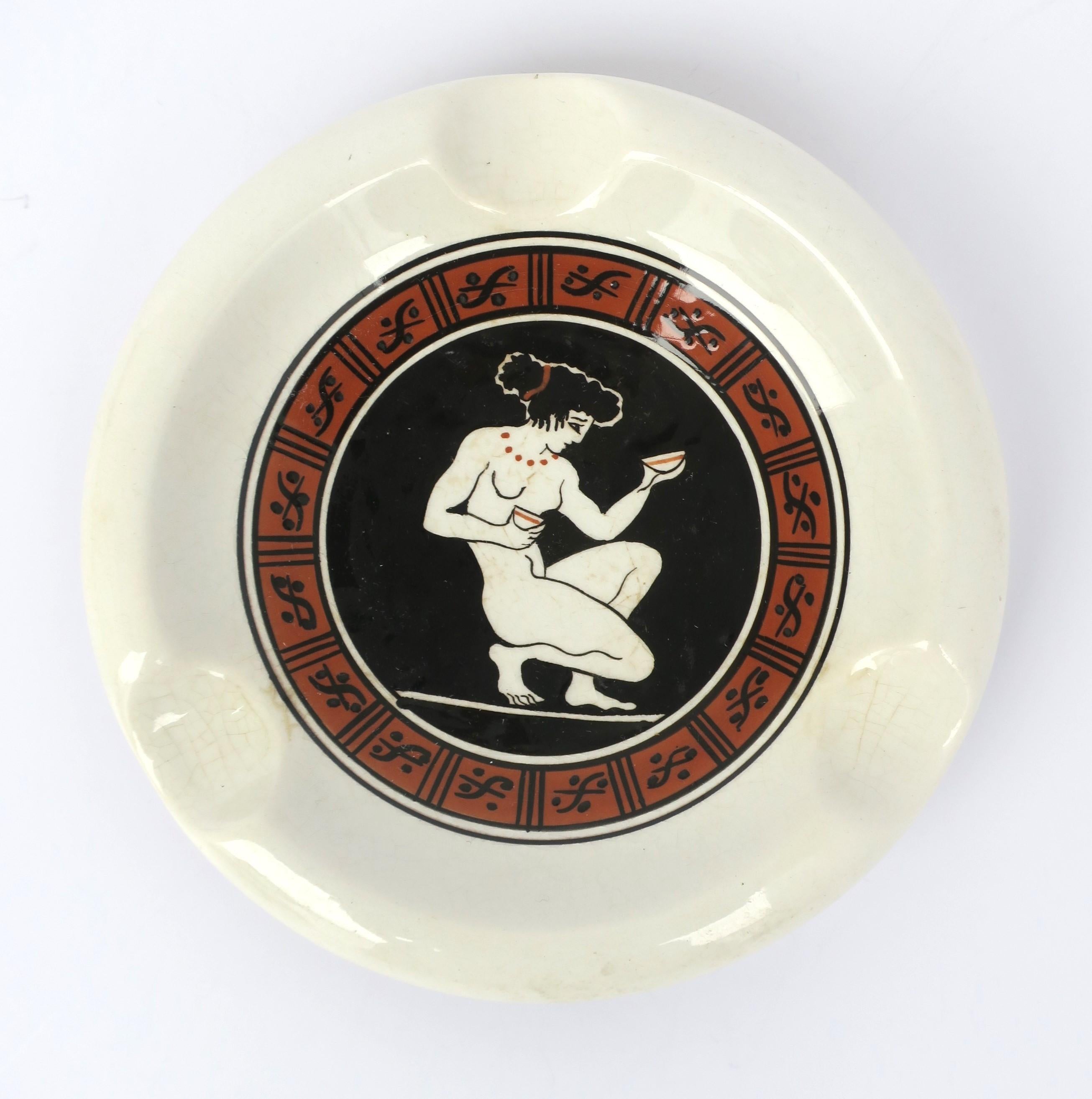 Ceramic Ashtray Catchall with Greek Goddess Aphrodite Classical Greek Style In Good Condition For Sale In New York, NY
