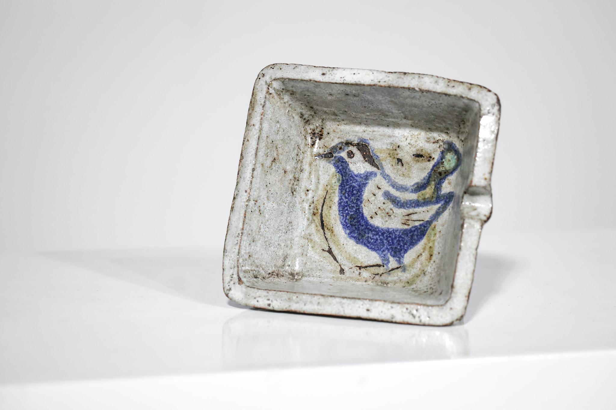 Mid-20th Century Ceramic Ashtray French Jean Derval Bird 50's Vintage F285 For Sale