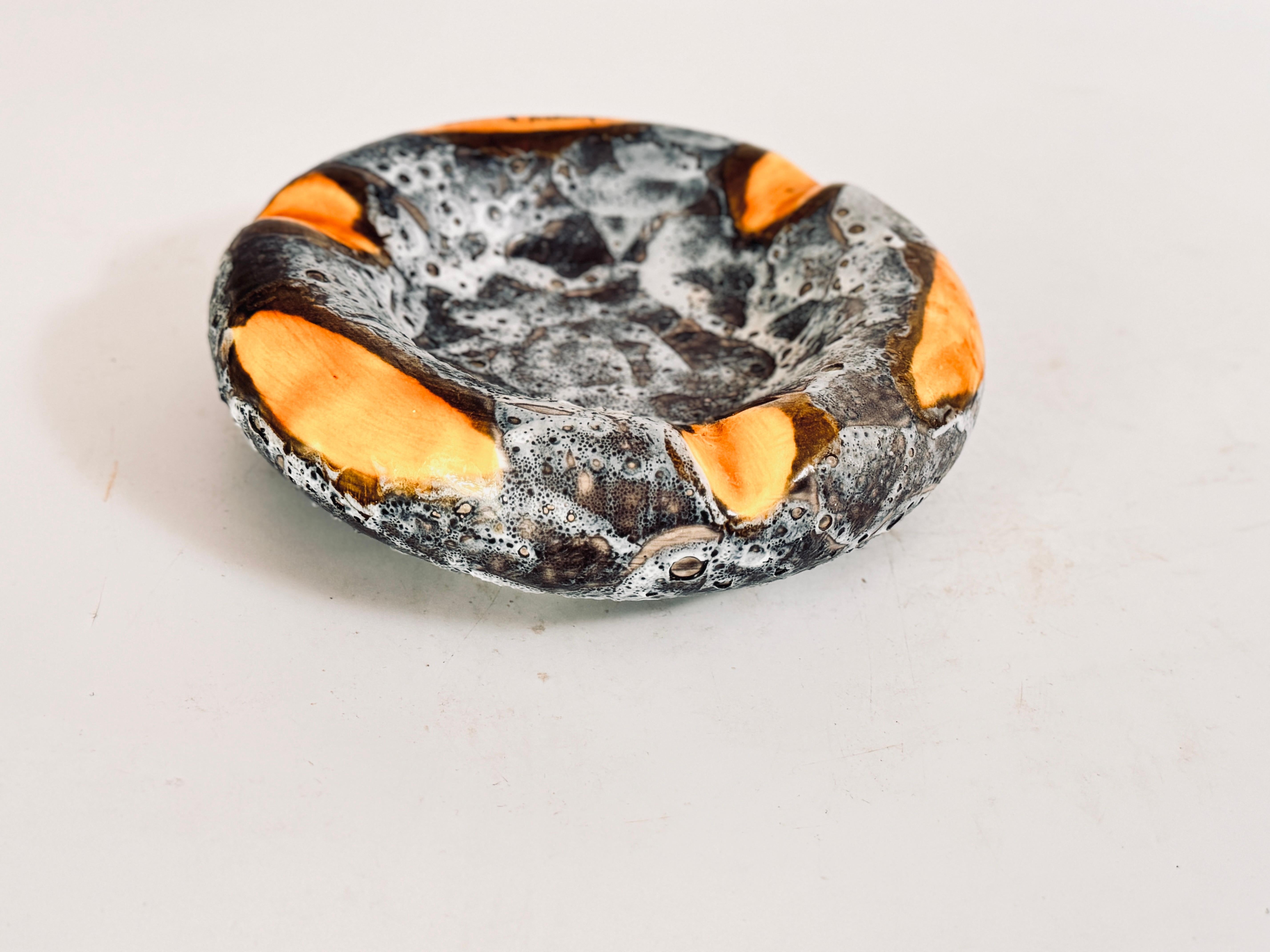 Ceramic Ashtray from France 1960 Multicolor Color, Rond Shape Grey and Orange In Good Condition For Sale In Auribeau sur Siagne, FR
