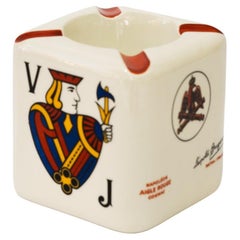 Cendrier en céramique avec carte de jeu motifs france vers 1960