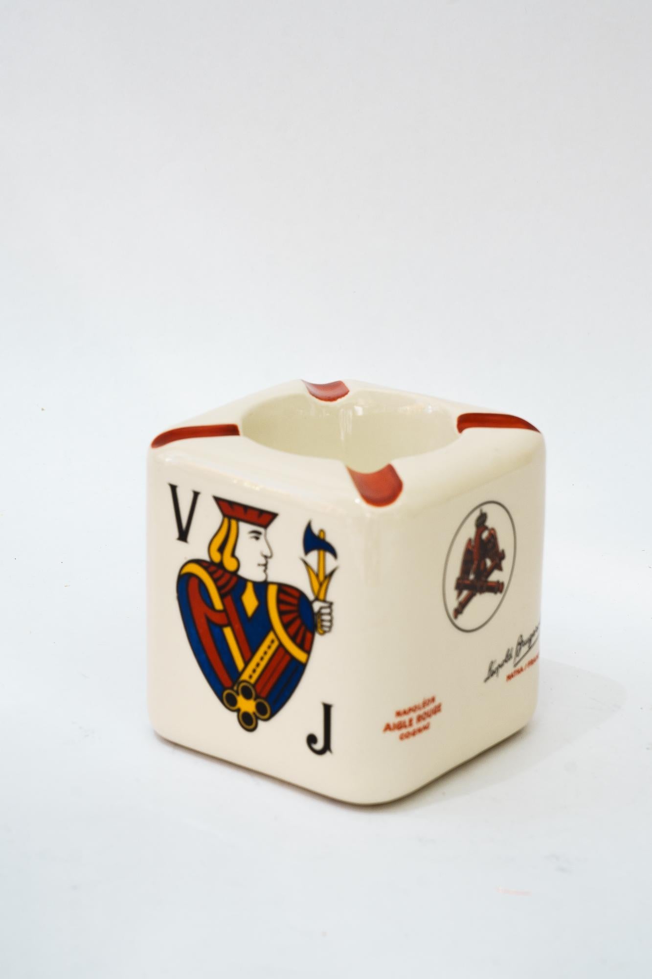 Austriaco Posacenere in ceramica con carta da gioco motivs france 1960 circa in vendita