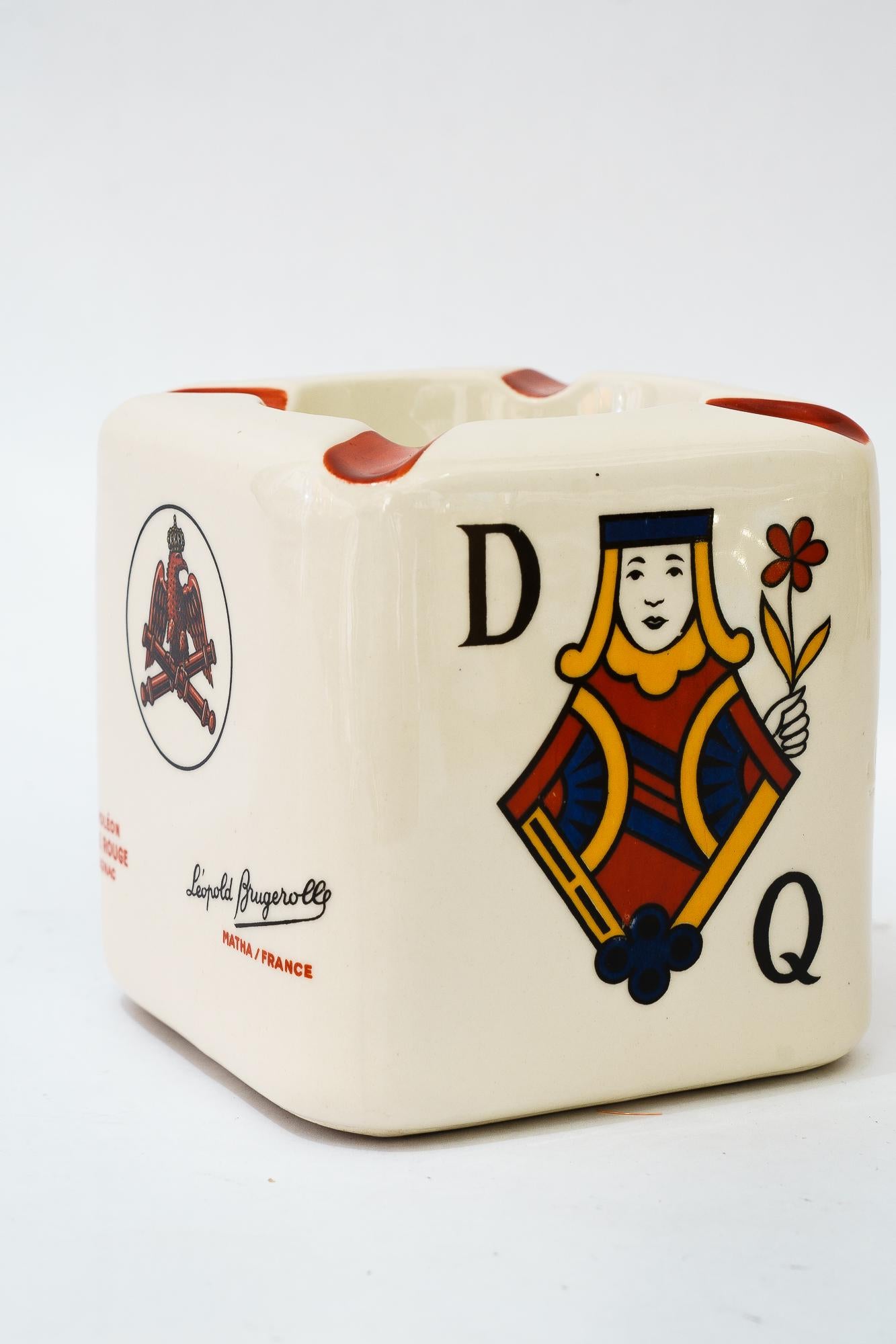 Posacenere in ceramica con carta da gioco motivs france 1960 circa In condizioni buone in vendita a Wien, AT