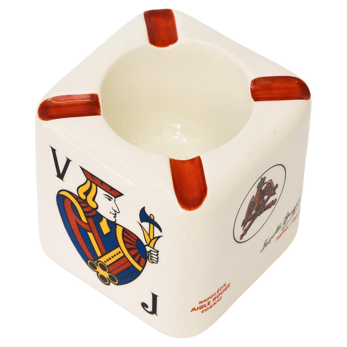 Posacenere in ceramica con carta da gioco motivs france 1960 circa in vendita