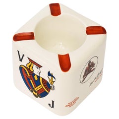 Vintage Ceramic ashtray with play card motivs france around 1960s