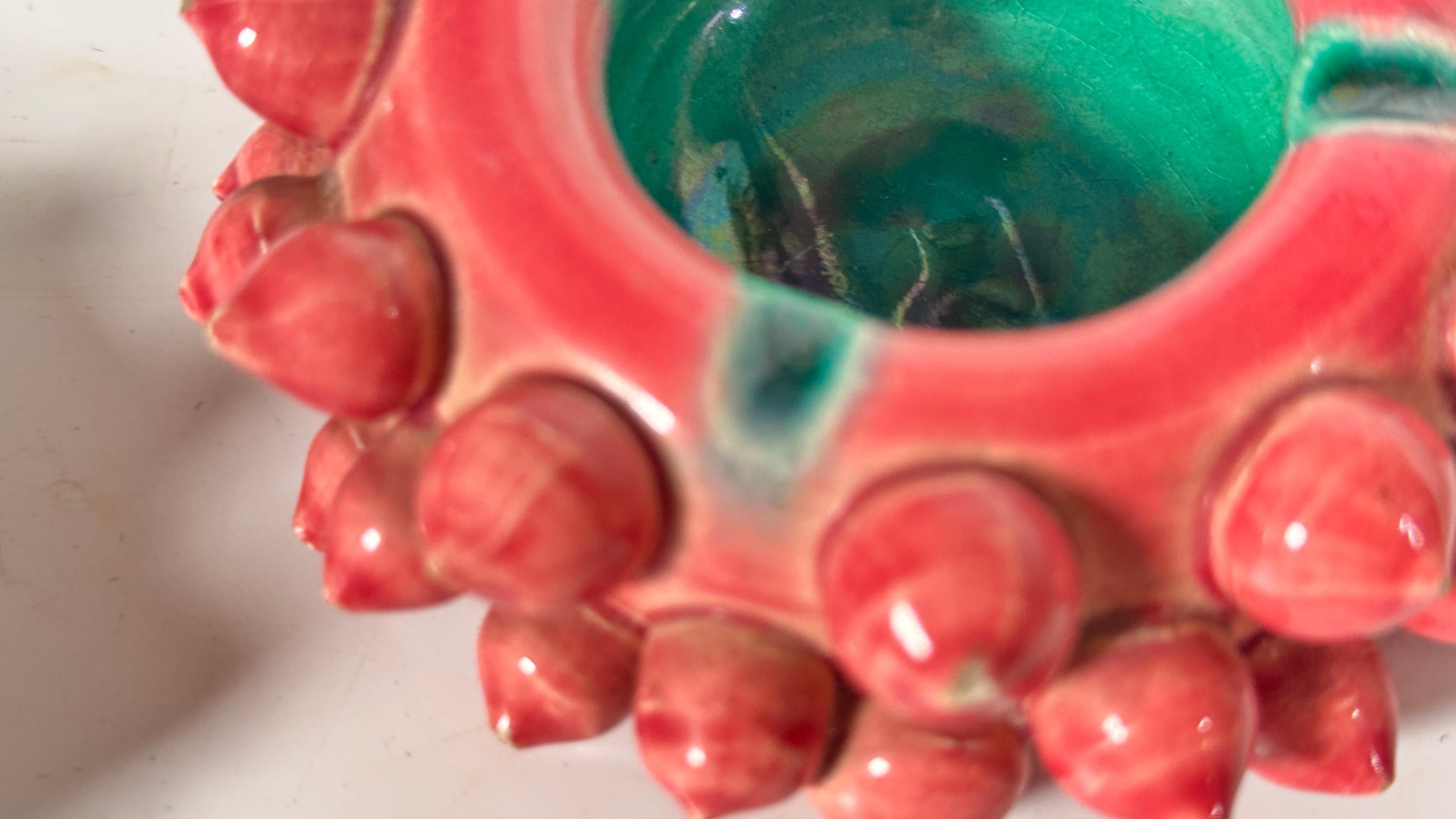 Ceramic Ashtrays blue and Pink color from France 1960 Rond Shape For Sale 4