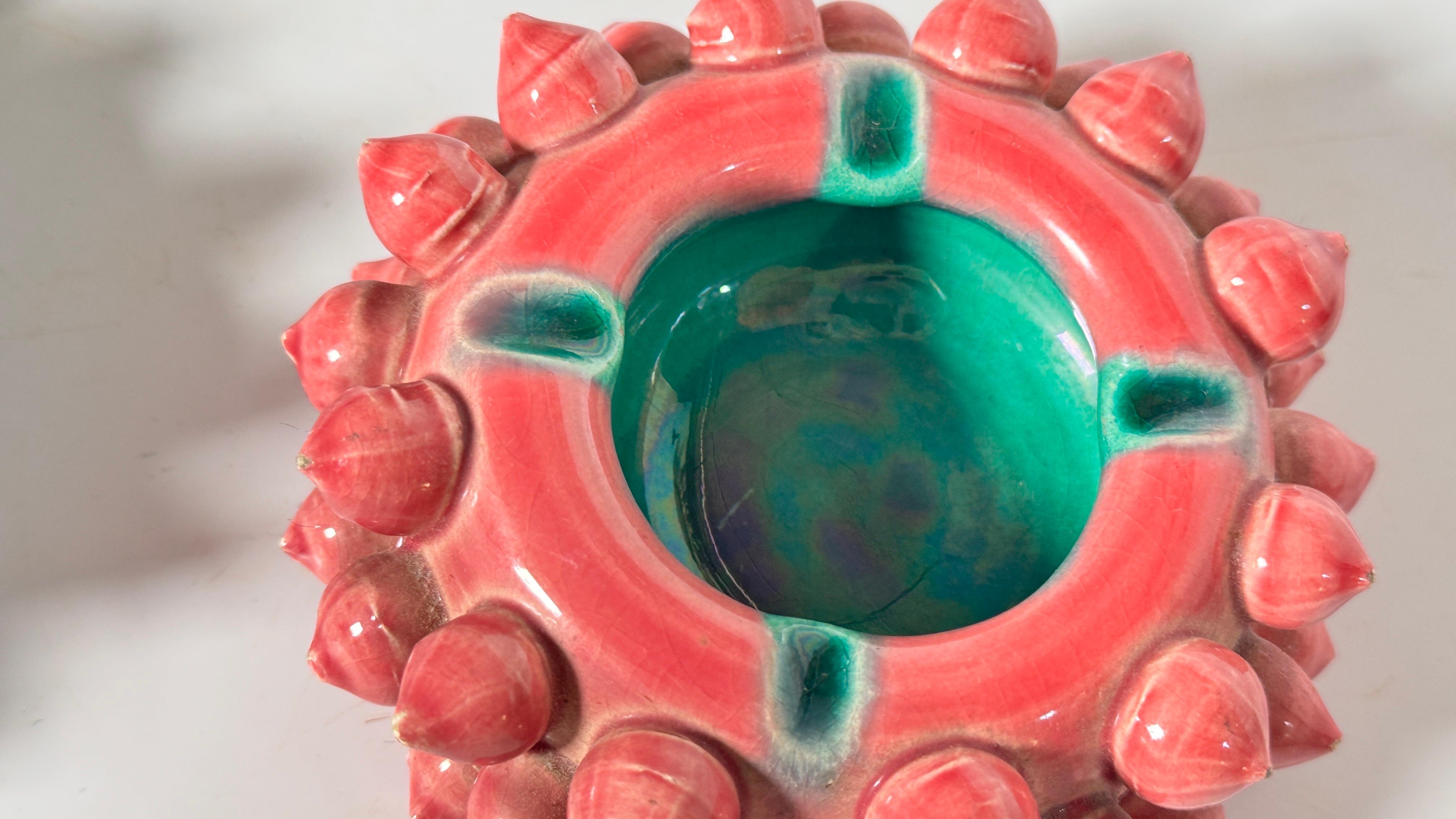 Ceramic Ashtrays blue and Pink color from France 1960 Rond Shape In Good Condition For Sale In Auribeau sur Siagne, FR