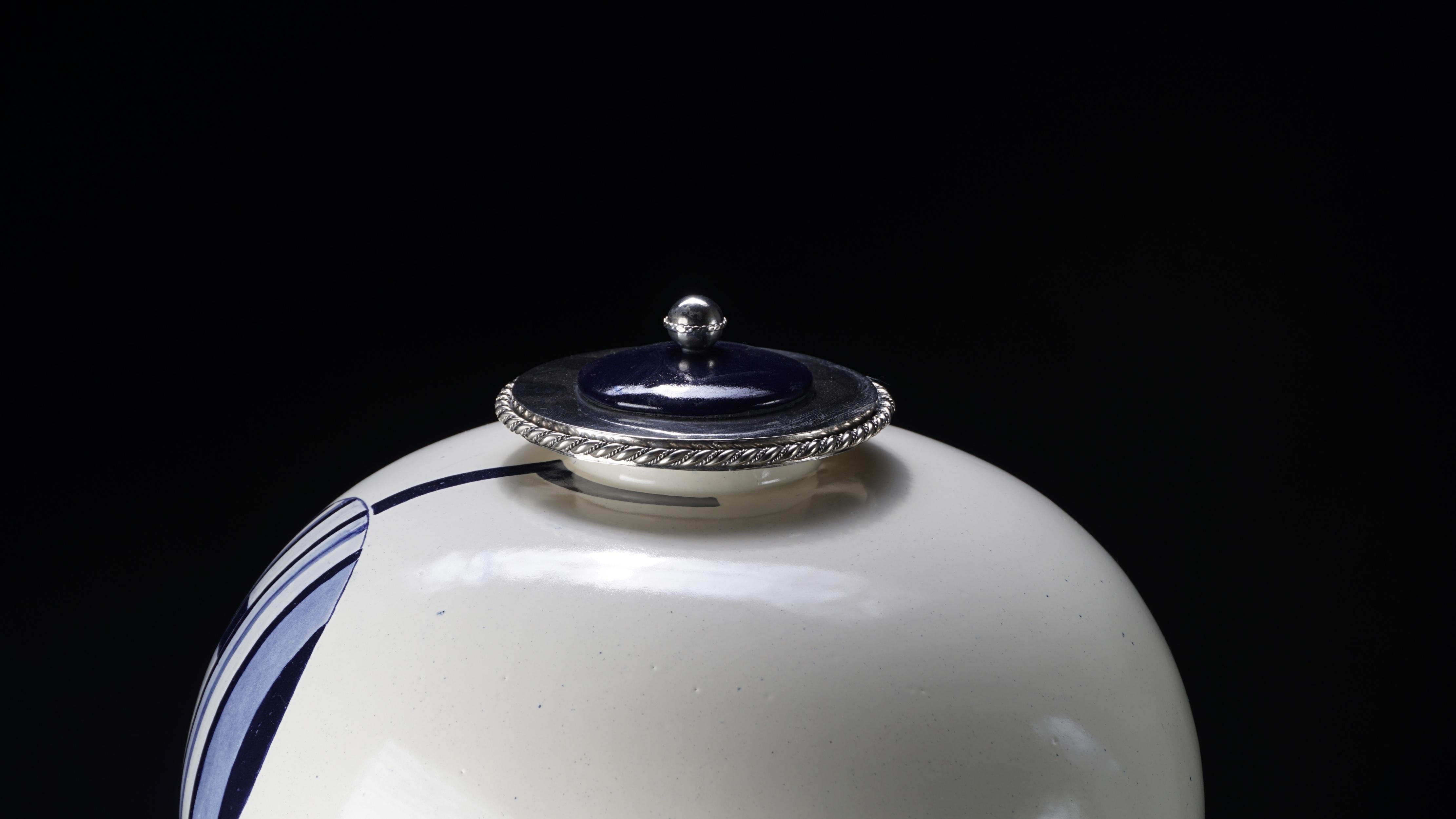 Ceramic Base by Estudio Guerrero Made with Glazed Ceramic and White Metal 5