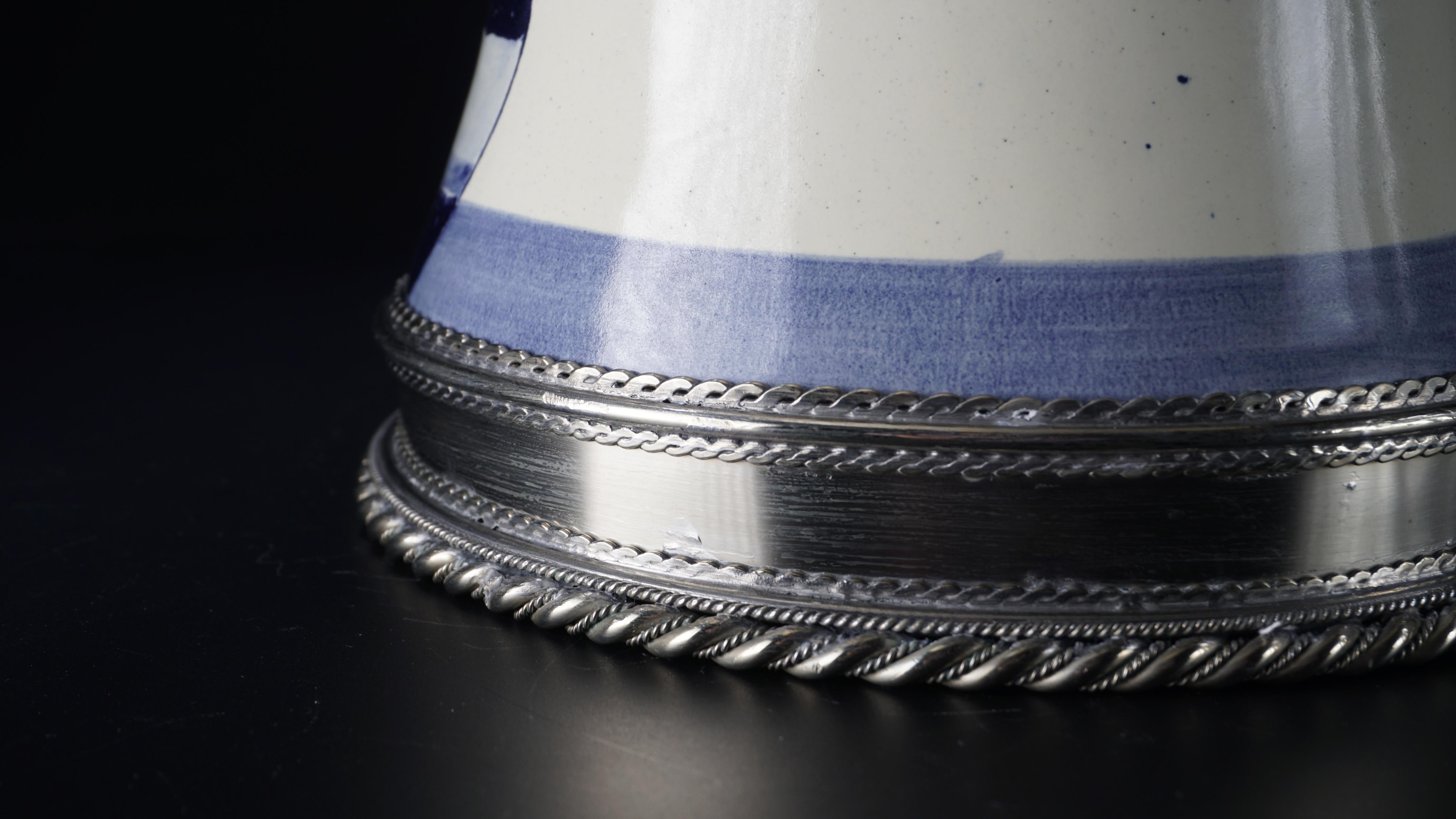 Other Ceramic Base by Estudio Guerrero Made with Glazed Ceramic and White Metal