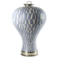 Ceramic Base by Estudio Guerrero Made with Glazed Ceramic and White Metal