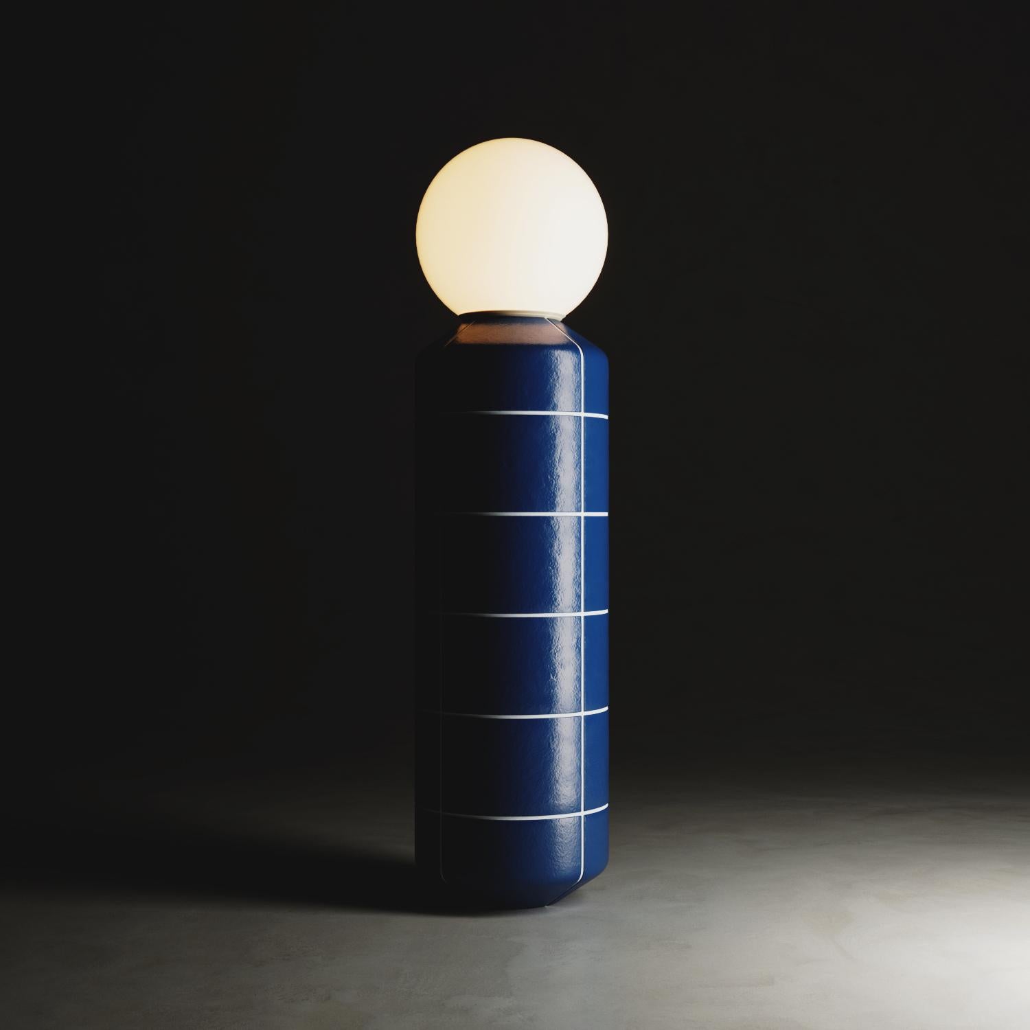 Lampadaire Spot en Céramique Bleu Moderne Artisanal en vente 1