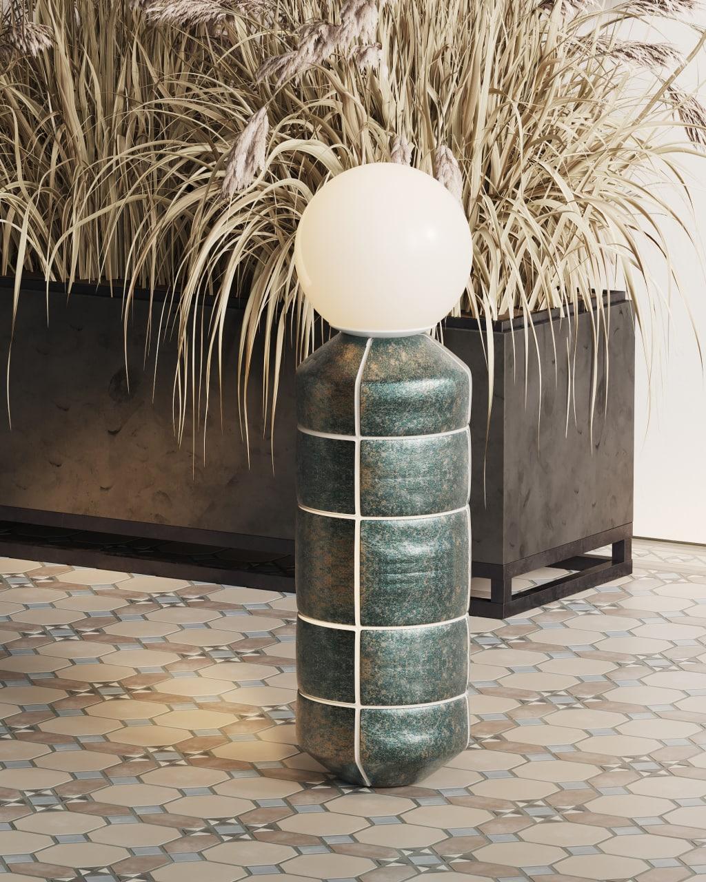 Ukrainien Lampadaire Spot en Céramique Rouge Moderne Artisanal en vente