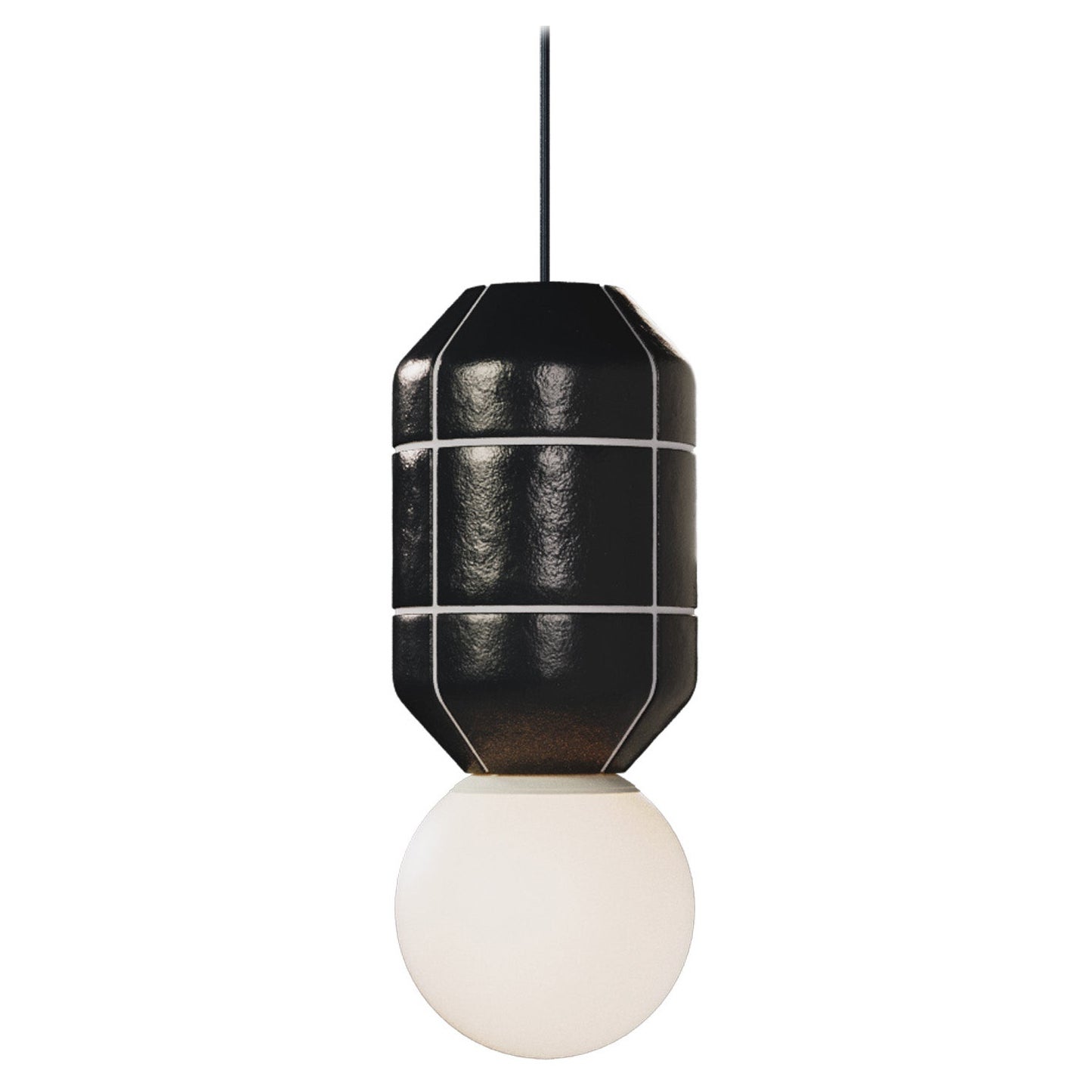 Lampe pendante Spot à base de céramique Noir Moderne Artisanal