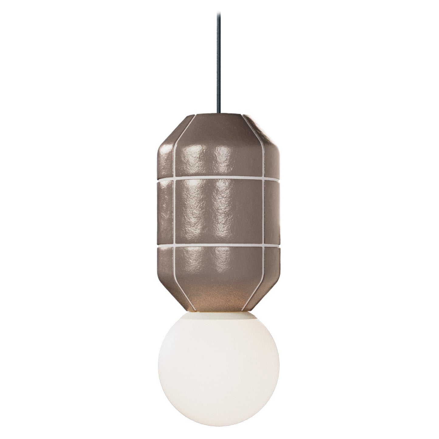 Ceramic Base Spot Pendant Lamp Brown Modern Handcrafted For Sale