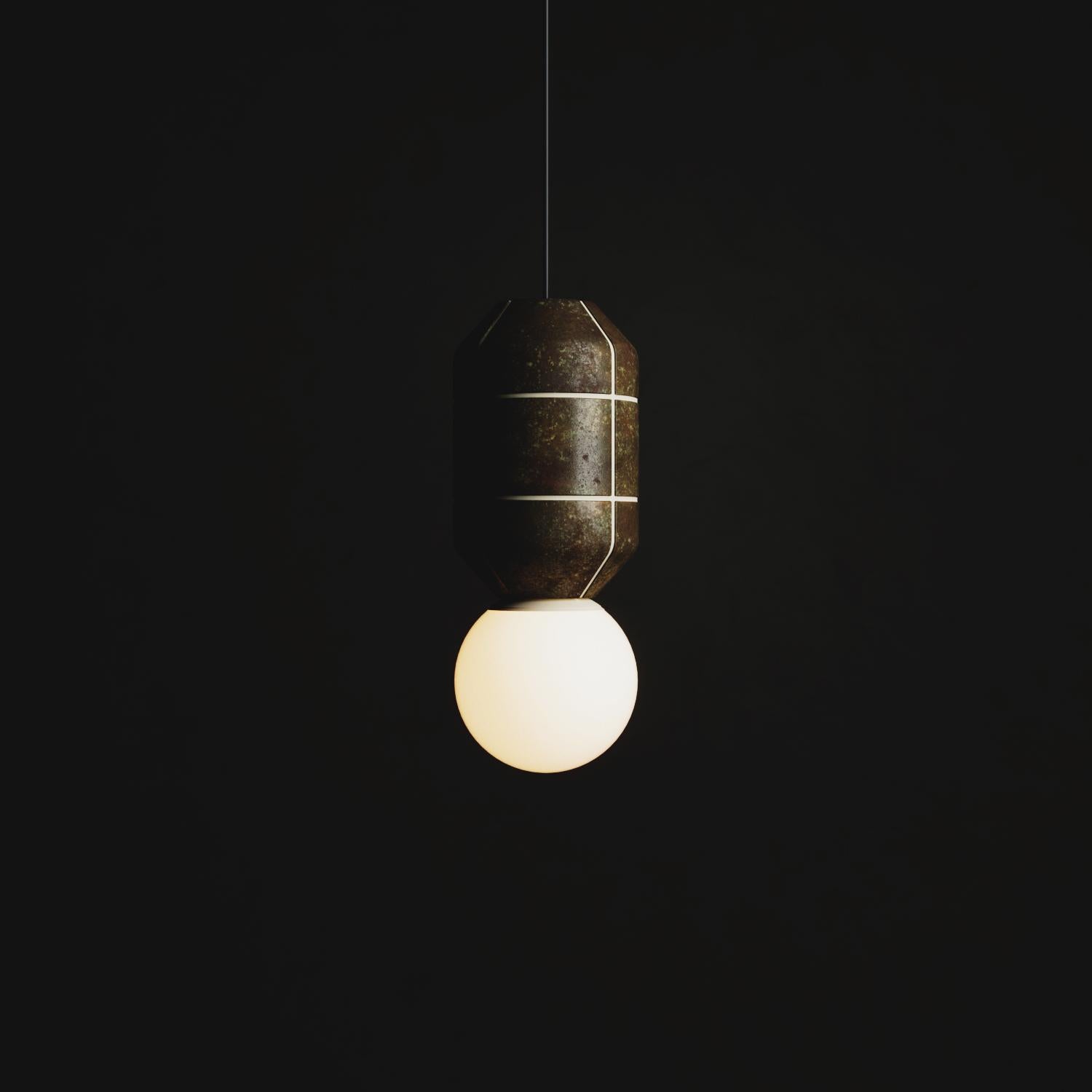 Ceramic Base Spot Pendant Lamp Crocodile Brown Modern Handcrafted For Sale 4
