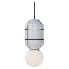 Ceramic Base Spot Pendant Lamp White with black Modern Handcrafted