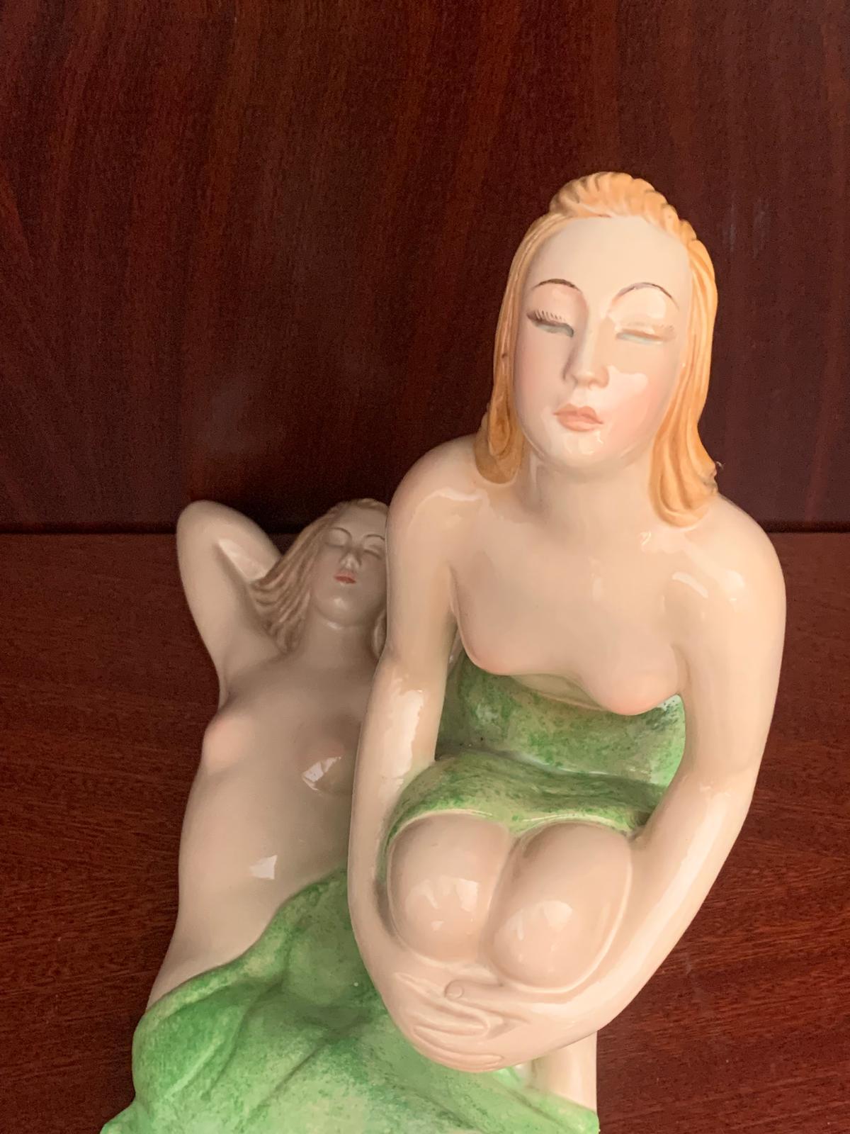 Bagnanti al sole in ceramica di Le Bertetti Torino, 1940 in vendita 3