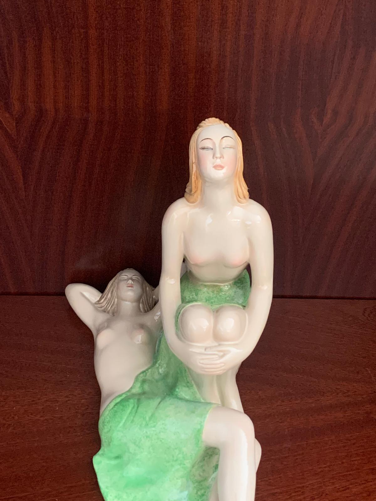 Metà XX secolo Bagnanti al sole in ceramica di Le Bertetti Torino, 1940 in vendita