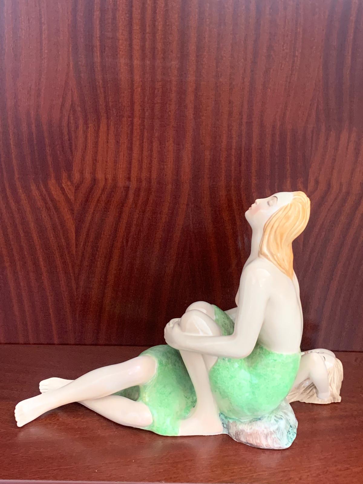 Ceramica Bagnanti al sole in ceramica di Le Bertetti Torino, 1940 in vendita