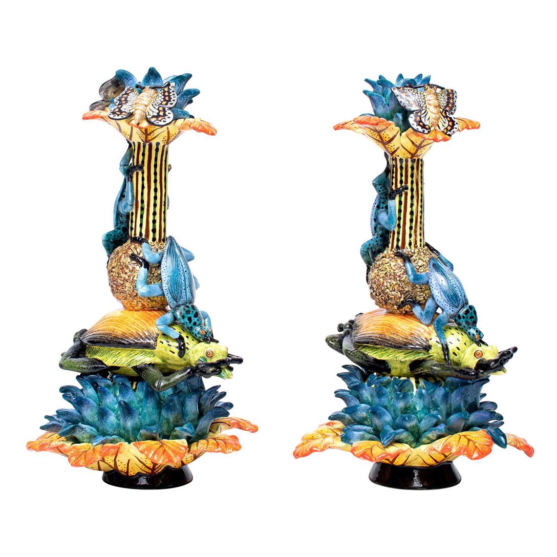 Sudafricano Portacandele scarabeo in ceramica  , realizzato a mano in Sudafrica in vendita