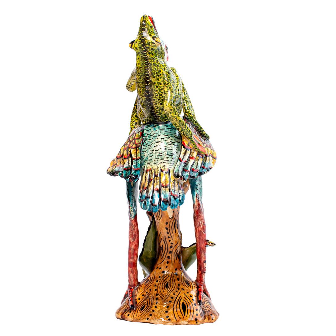 Modern Ceramic Bird And Frog Rider, Hand  made in South Africa For Sale