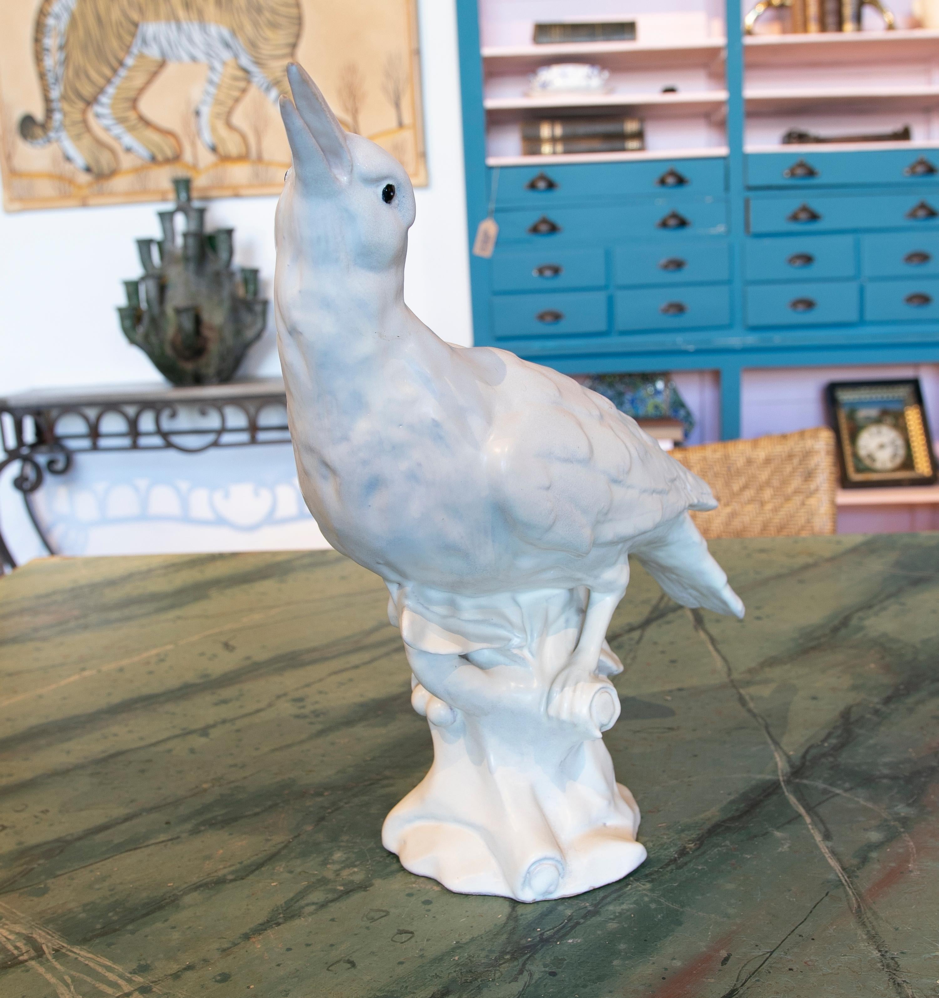 Ceramic Bird Figurine in White Valencian Colour.