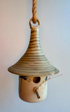 Ceramic Bird House with Dragon-Fly Decoration, 1970's
