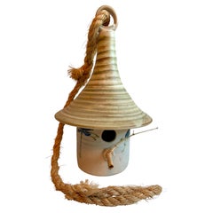 Ceramic Bird House with Dragon-Fly Decoration, 1970's