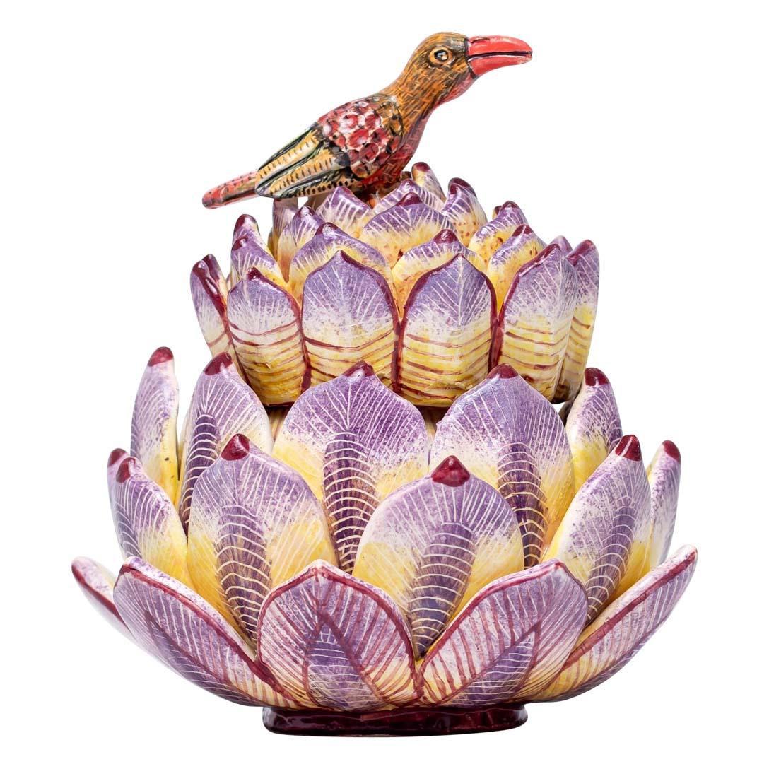 Fired Ceramic Bird Jewelry Box  , hand made in South Africa For Sale