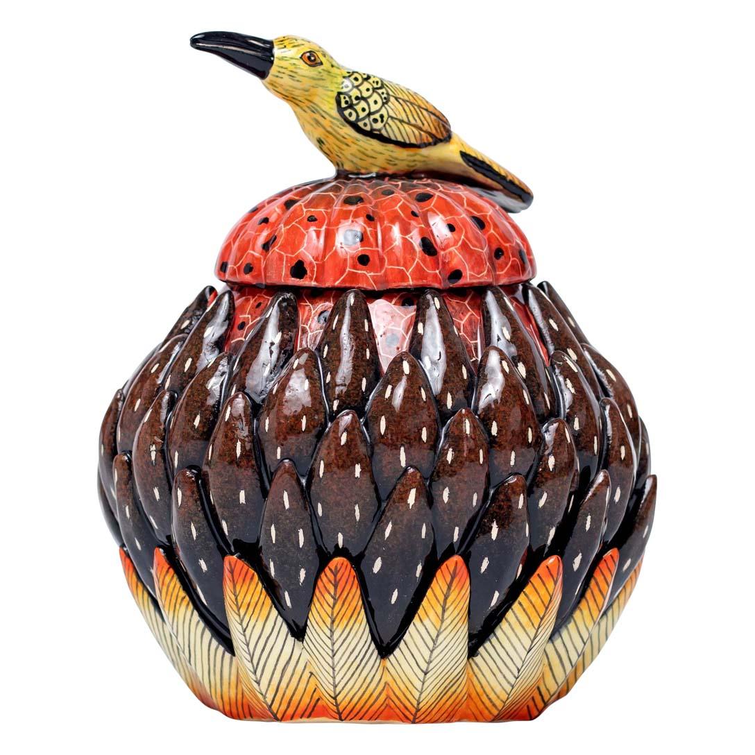 Hand-Painted Ceramic Bird Jewelry Box  , hand made in South Africa