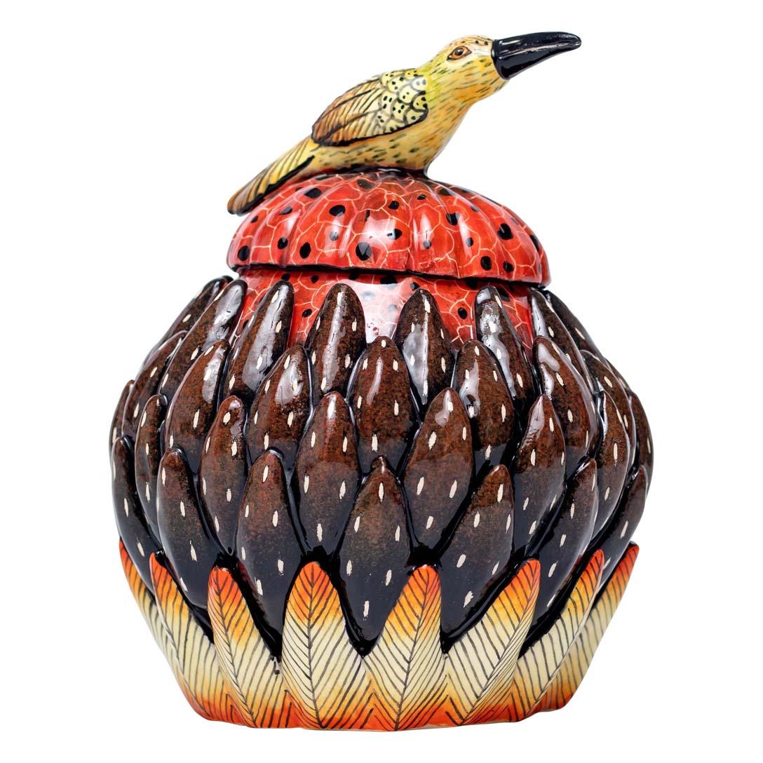 Ceramic Bird Jewelry Box  , hand made in South Africa In Excellent Condition In North Miami, FL