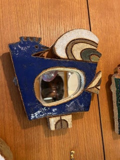 Specchio Bird in ceramica di Les Argonautes, Francia, Vallauris, anni '70
