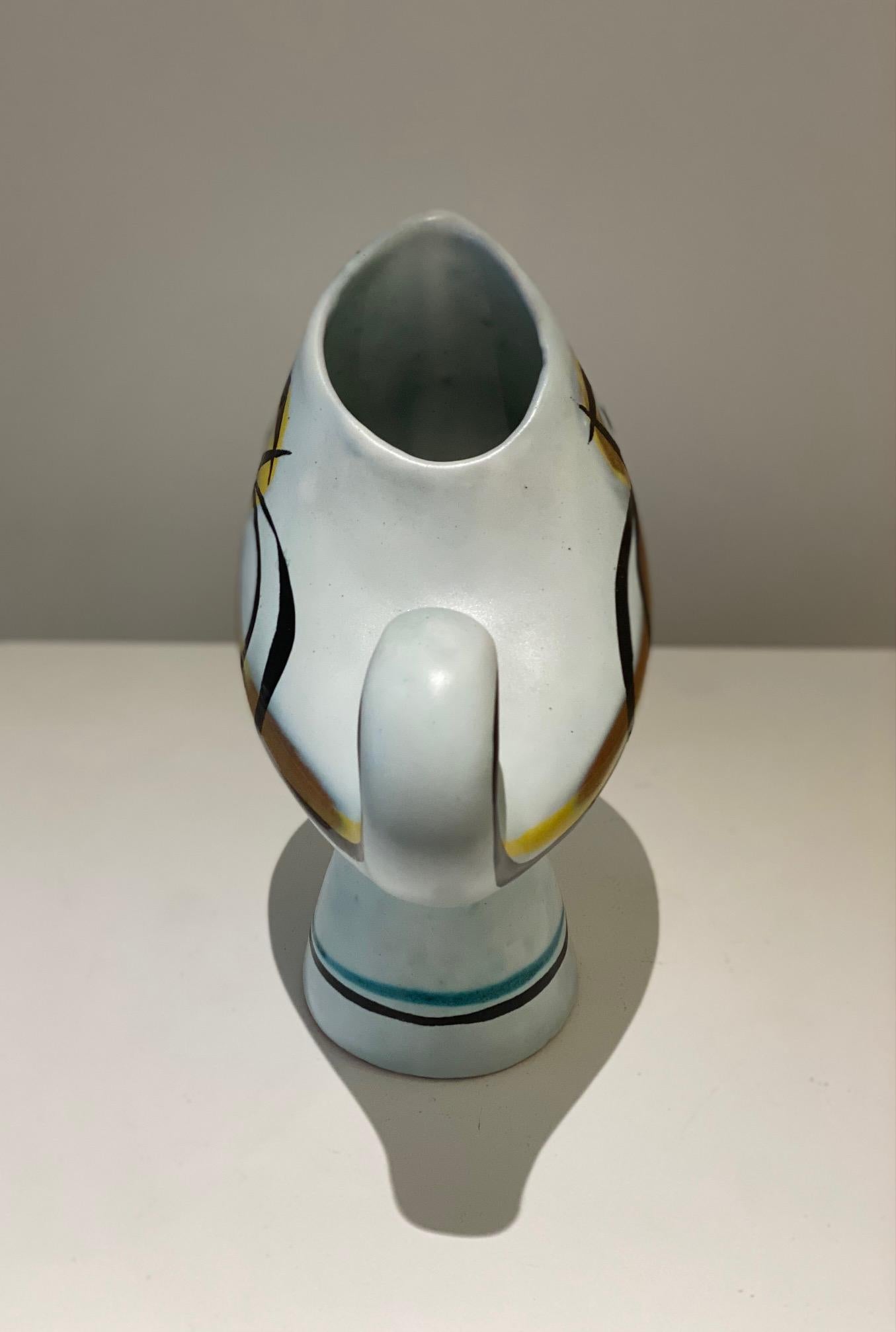 Ceramic Bird Pitcher Vase Signed by Roger Capron, Vallauris, 1950s In Good Condition For Sale In Paris, FR