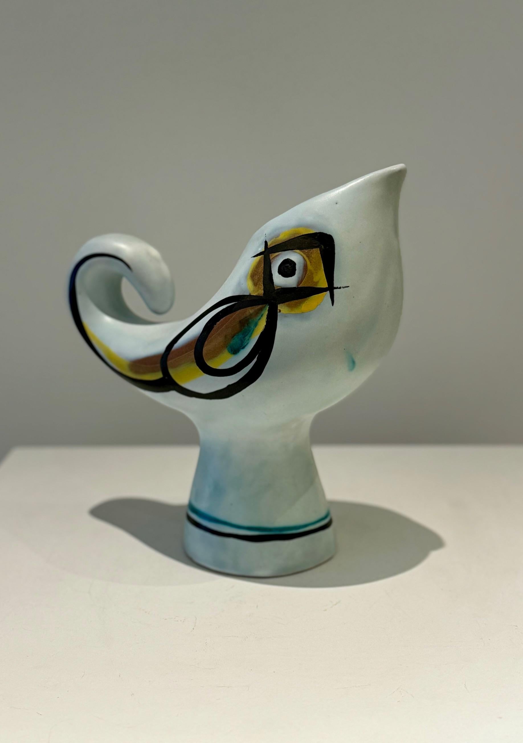 Ceramic Bird Pitcher Vase Signed by Roger Capron, Vallauris, 1950s For Sale 2