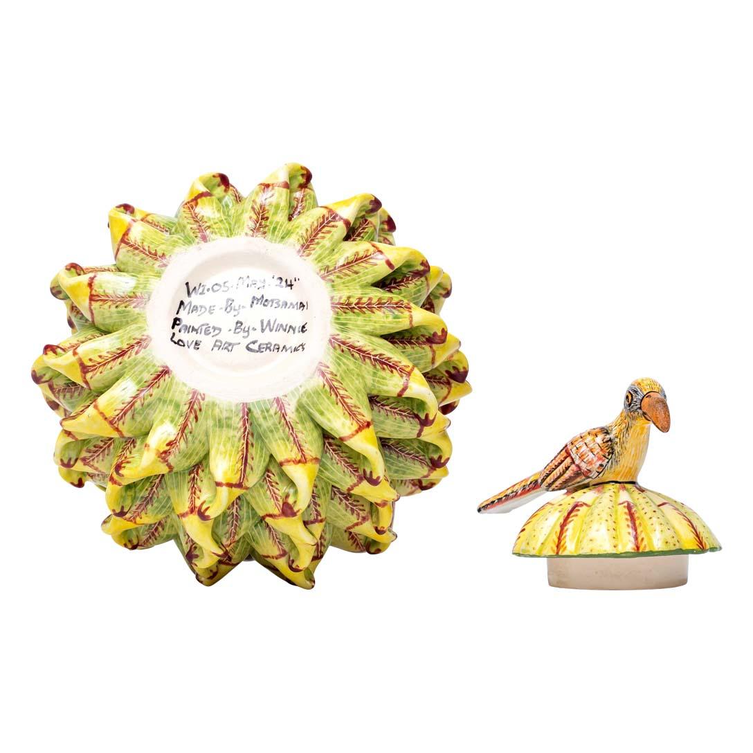 Protea Bird Jewelry Box
Hand Painted by Jabu and Sculpted by Sbusiso

The Protea Bird Jewelry Box is a beautifully crafted ceramic art piece from Love Art Ceramic, created by the talented artisans Jabu and Sbusiso in South Africa. Designed in 2024,