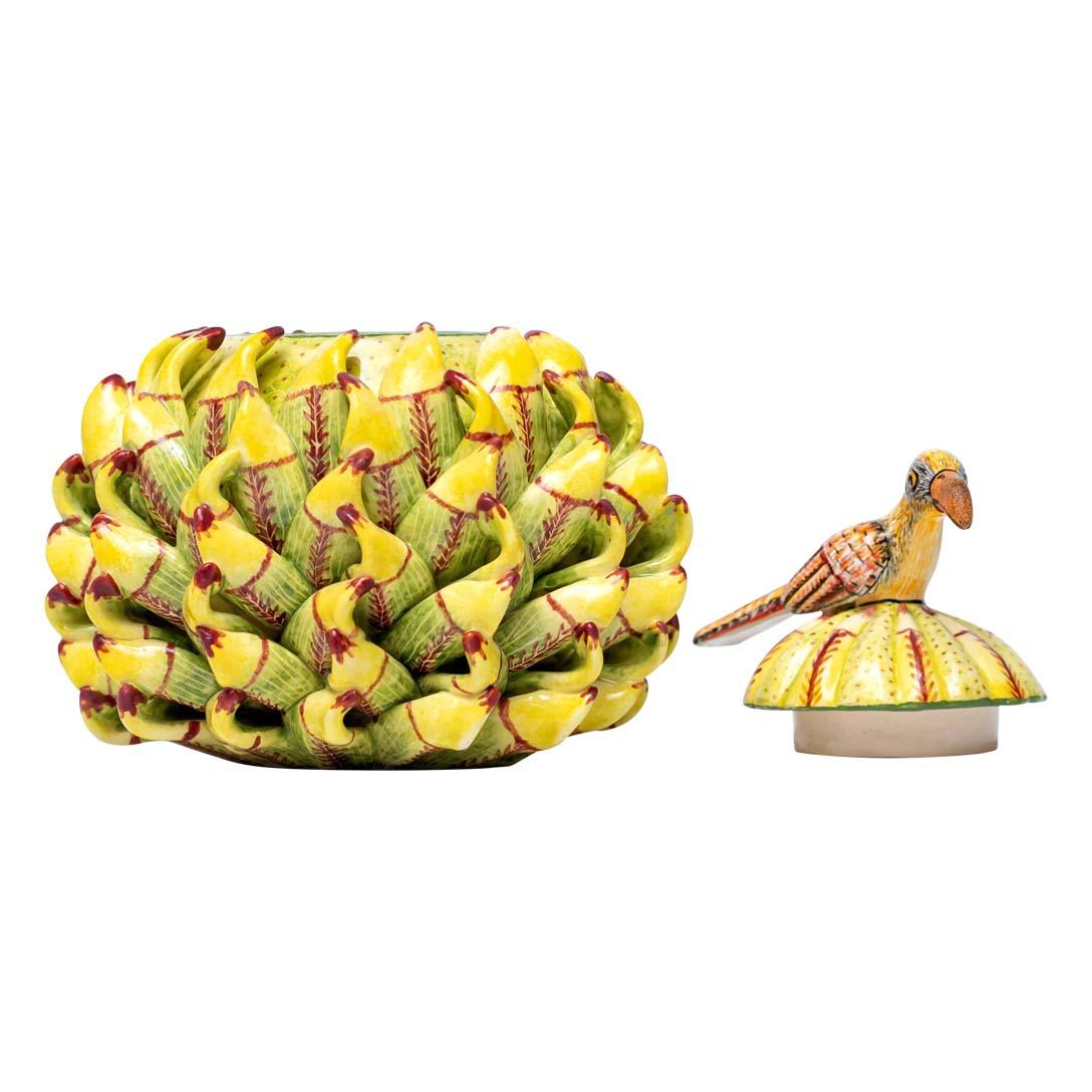 Modern Ceramic Bird Protea Jewelry Box  , hand made in South Africa For Sale