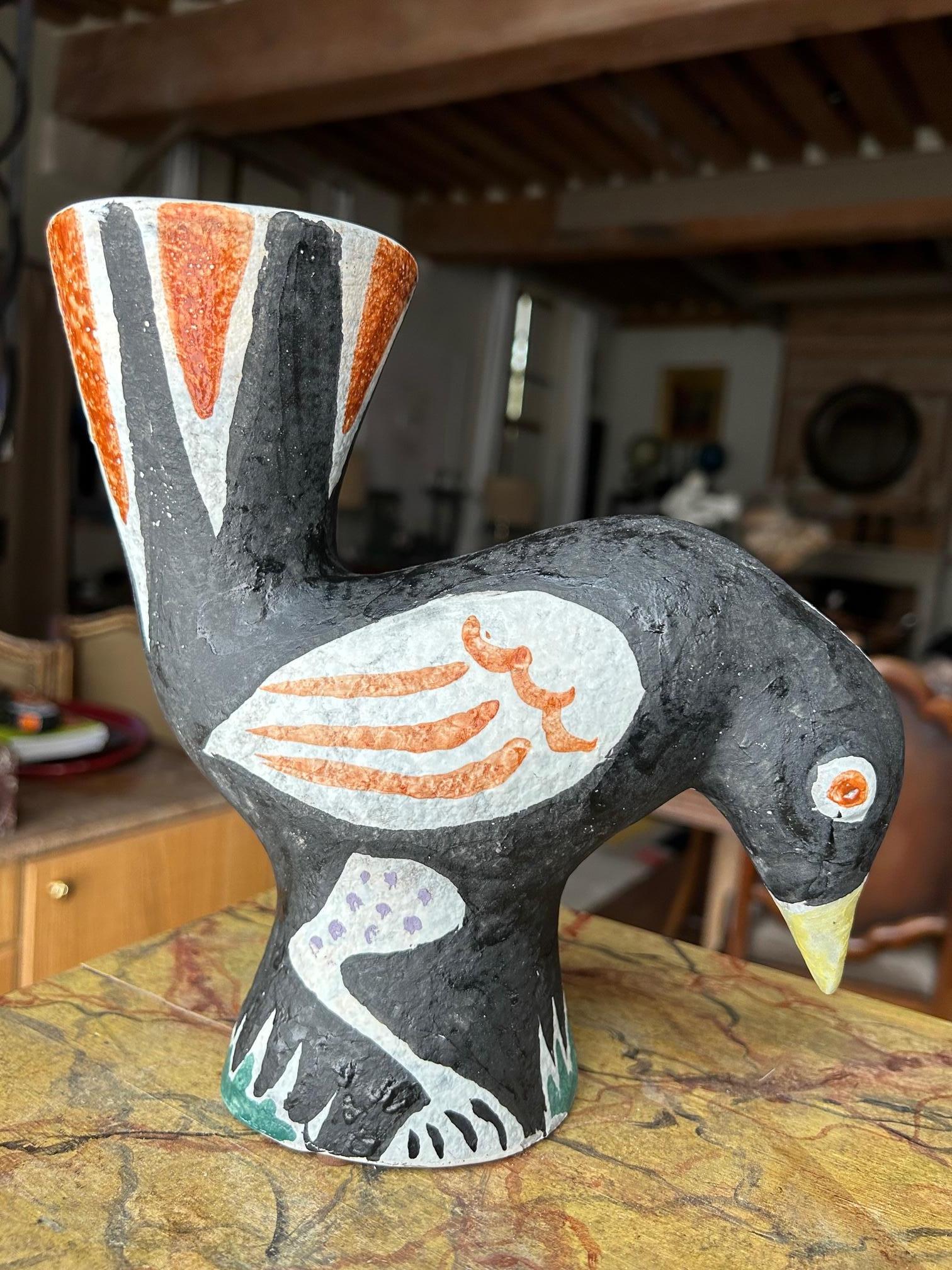 Céramique Sculpture d'oiseau en céramique de Jaque Sagan, Vallauris, années 1960