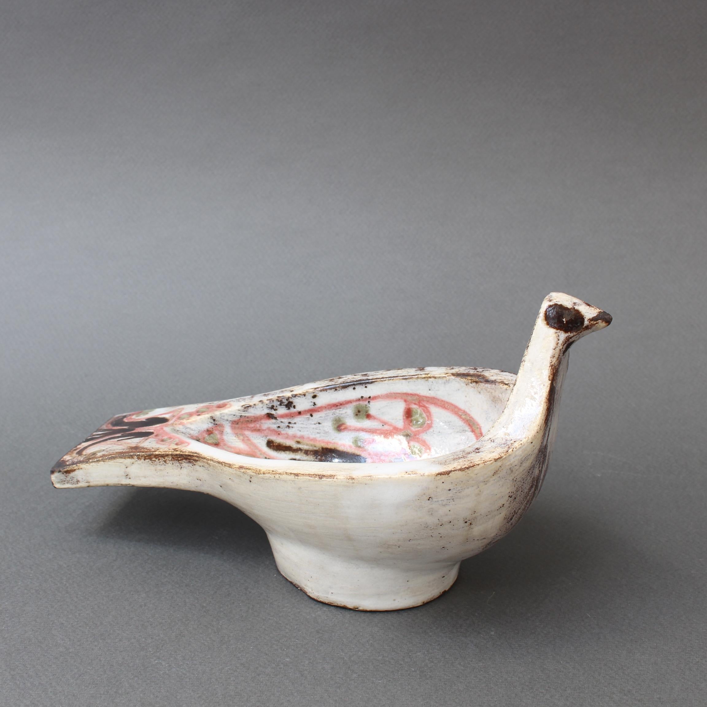 Mid-20th Century Ceramic Bird Vide-Poche by Jean Derval, circa 1960s