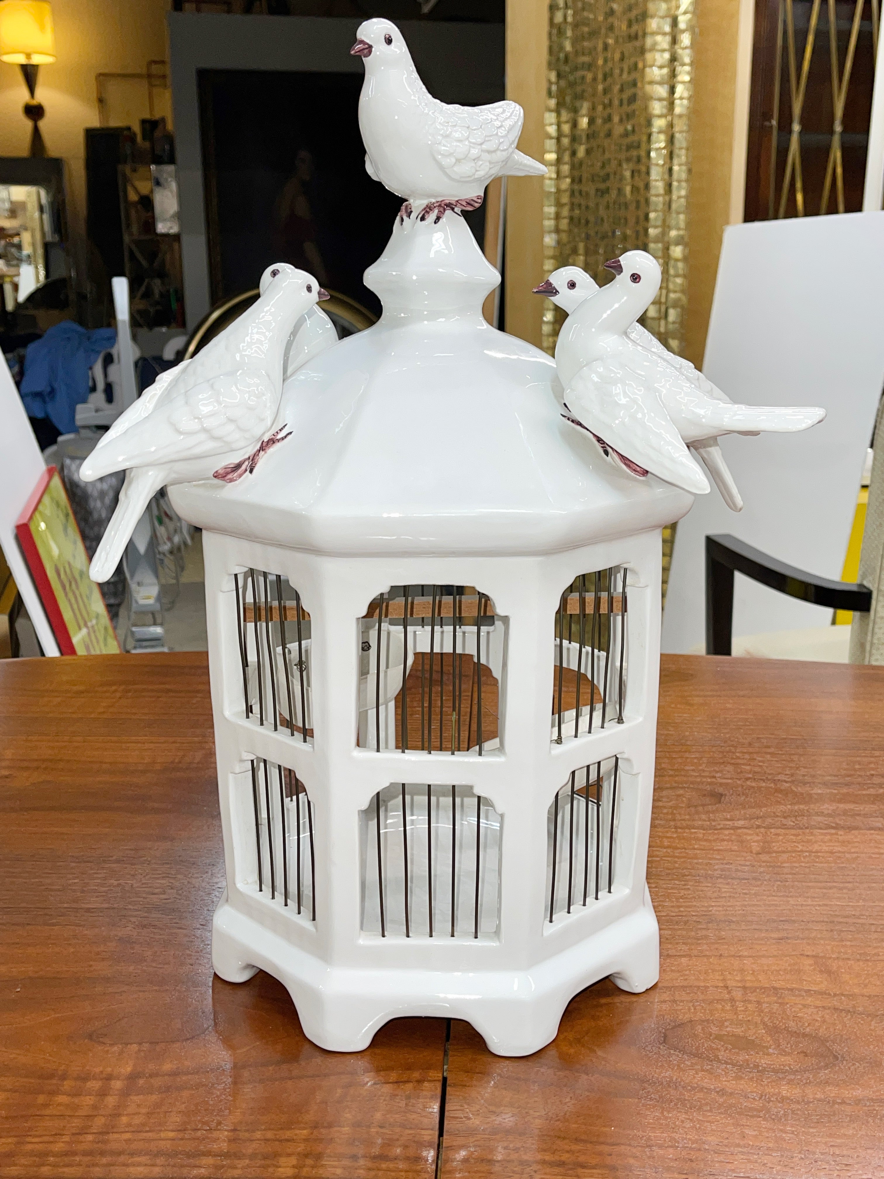 Mid-Century Modern Cage à oiseaux en céramique de R. Costa, Bassano