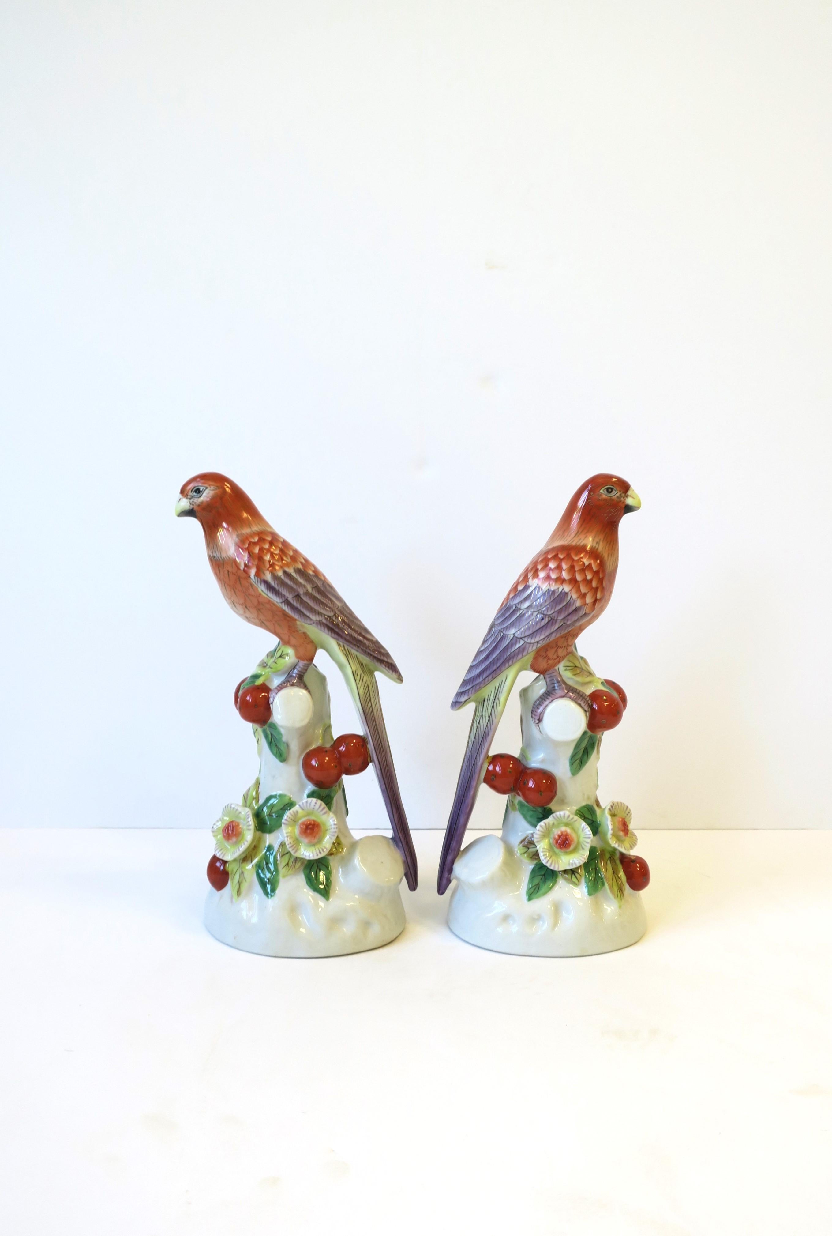 Glazed Ceramic Birds Decorative Objects, Pair