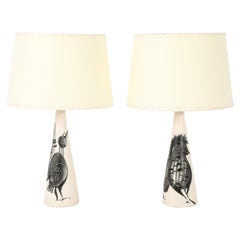 Ceramic "Birds" Lamps, France 1960's